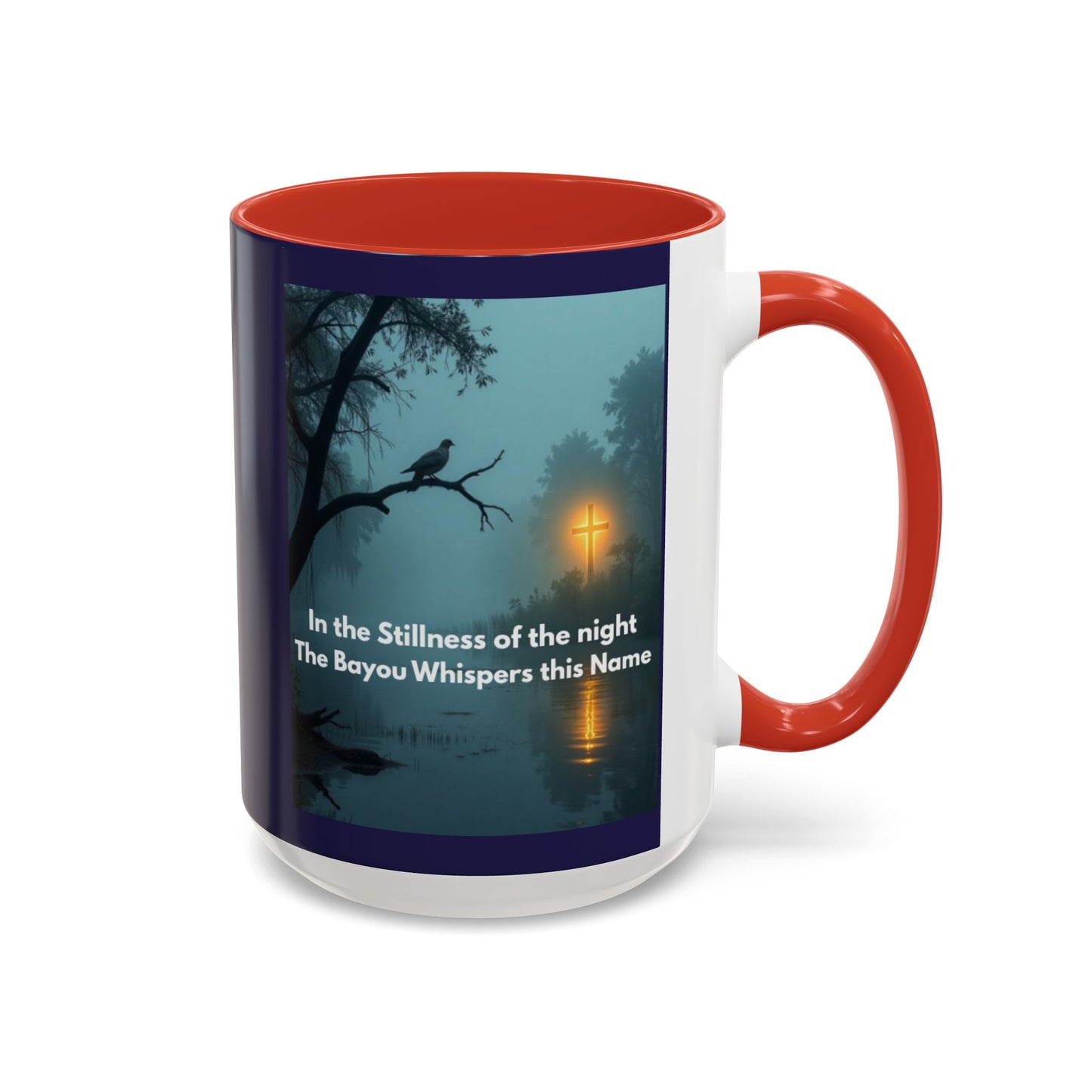 Accent Coffee Mug — Bayou Night Scene with Poetic Quote (11/15oz)