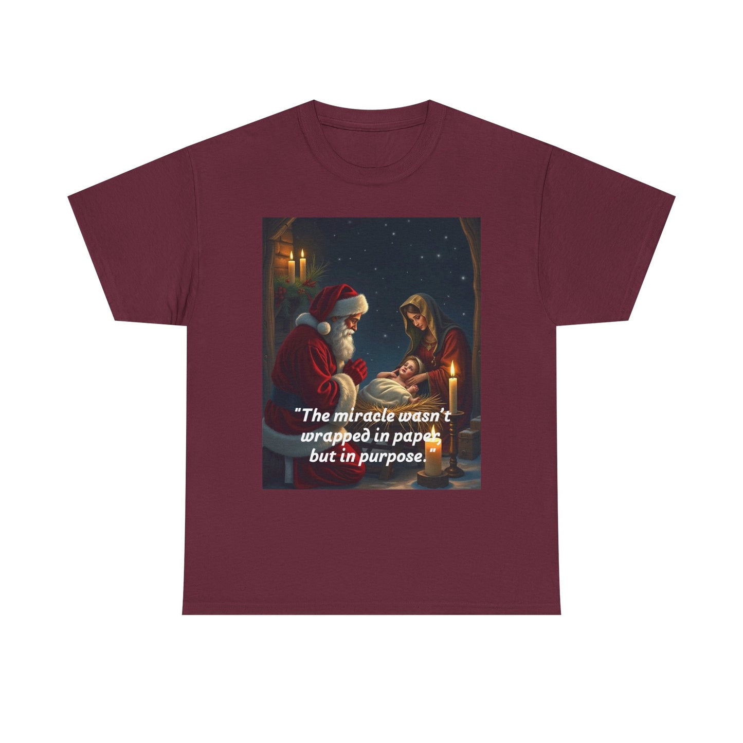 Christmas Inspirational Tee, Unisex Heavy Cotton Tee, Santa Shirt, Holiday Gift, Family Gathering, Faith-Based Apparel