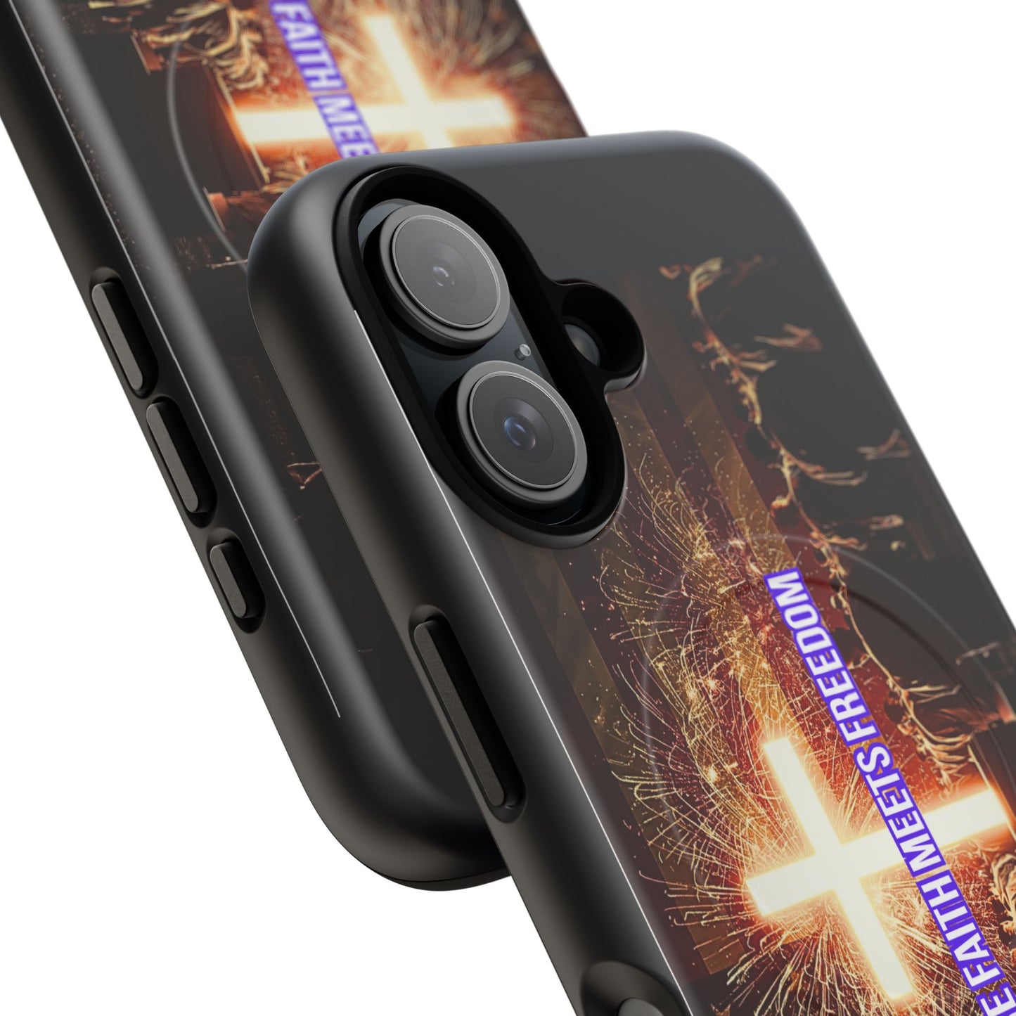 Christian Cross Phone Case - "Where Faith Meets Freedom" Tough Magnetic Case