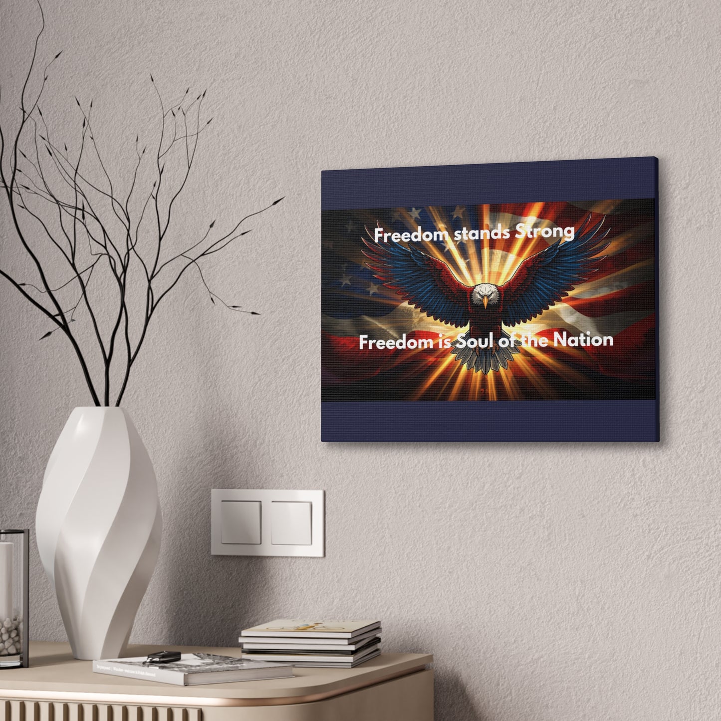 Patriotic Eagle Canvas Print – “Freedom Stands Strong” Wall Art