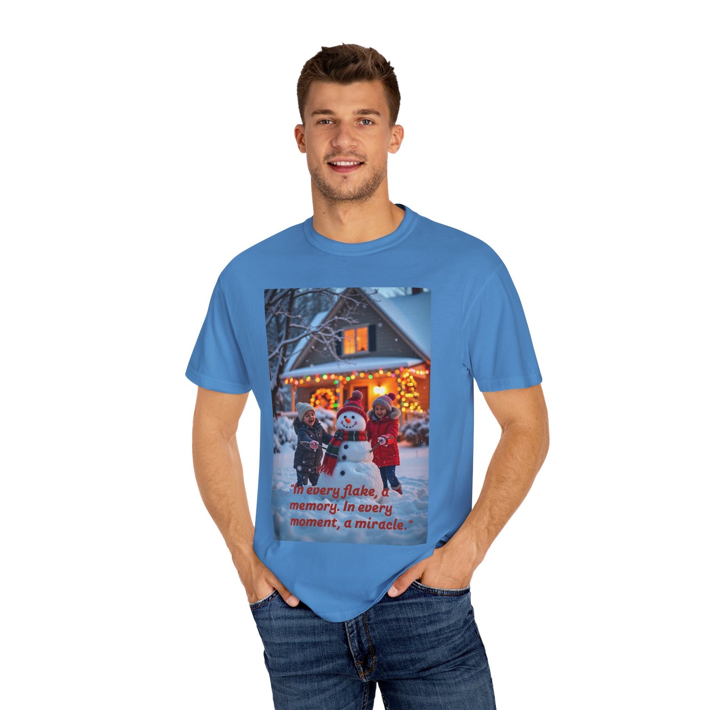 Holiday Memory T-shirt, Unisex Winter Tee, Snowman Shirt, Christmas Tee, Family Gathering Apparel, Winter Celebration Wear