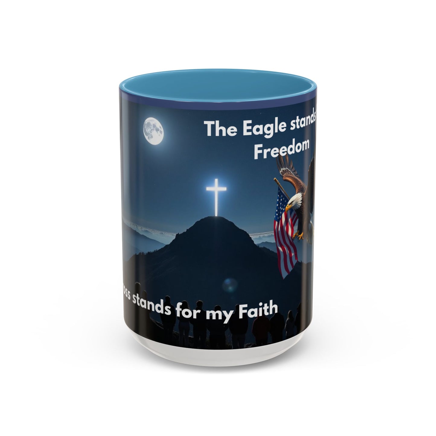 Patriotic Faith Coffee Mug — 'The Eagle Stands for Freedom' 11/15oz Accent Mug