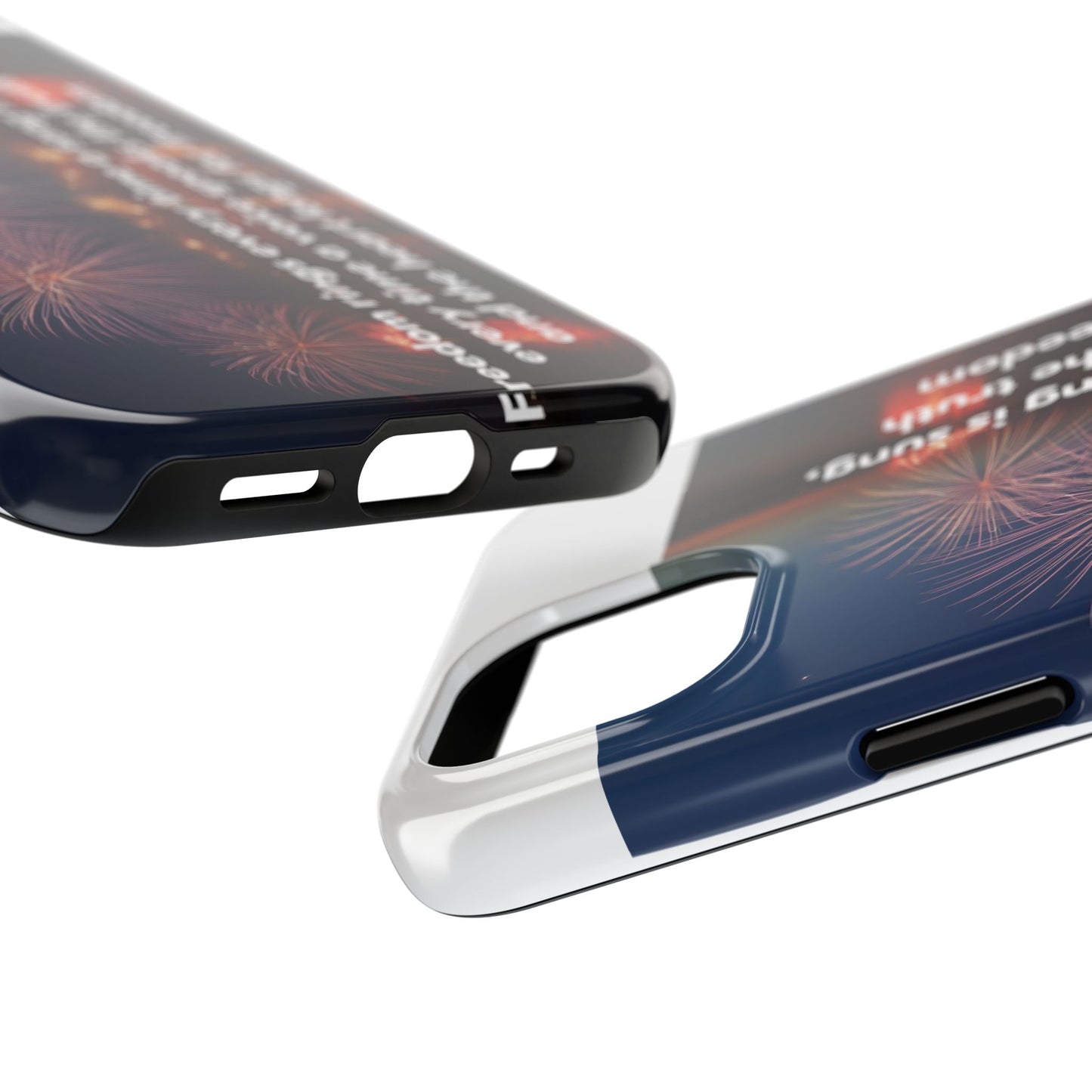 Patriotic Fireworks Tough Phone Case — "Freedom" Quote Protective Cover