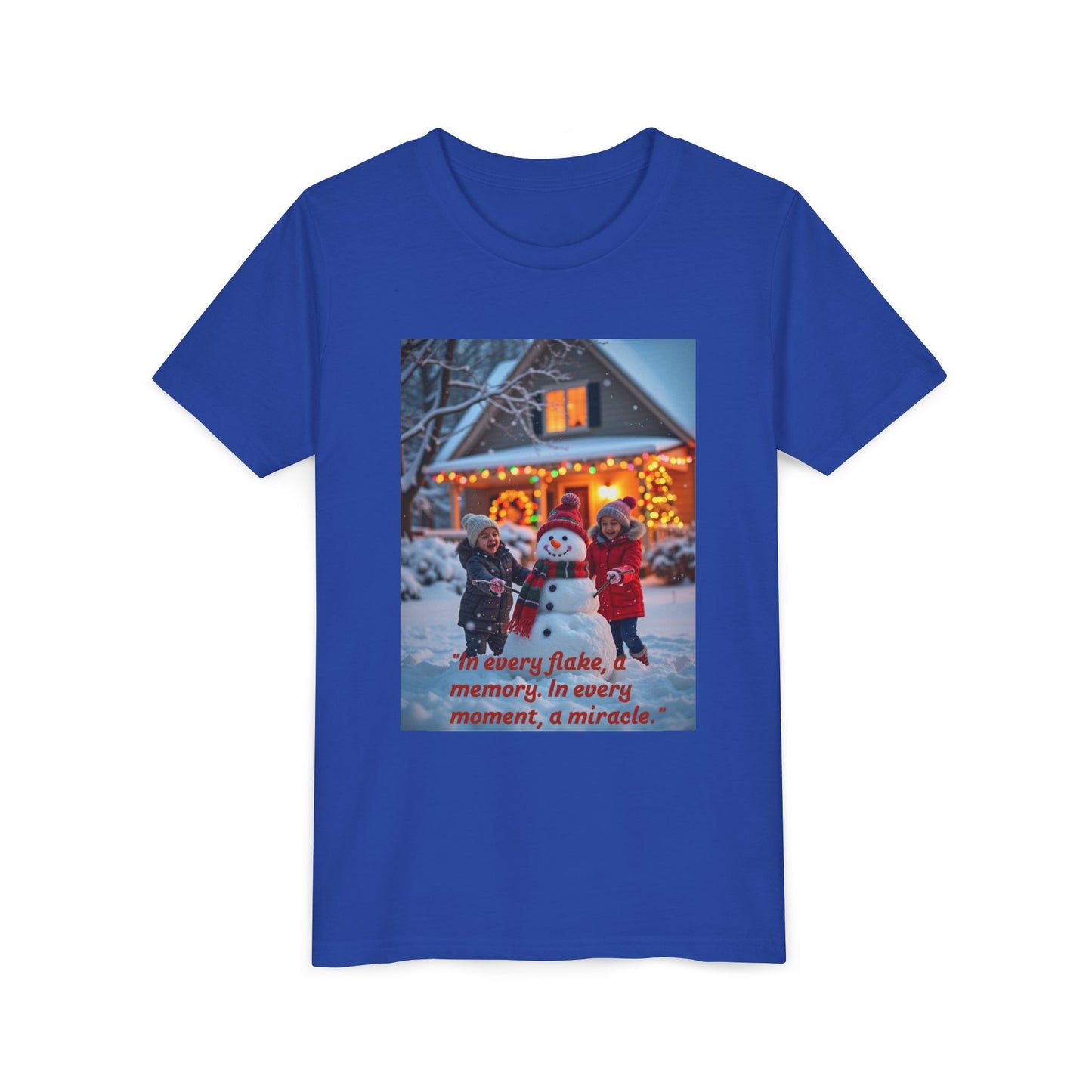 Youth Snowflake Memory Tee, Christmas T-Shirt, Holiday Gift for Kids, Winter Apparel, Fun Family Celebration Outfit, Snowman Design  70a