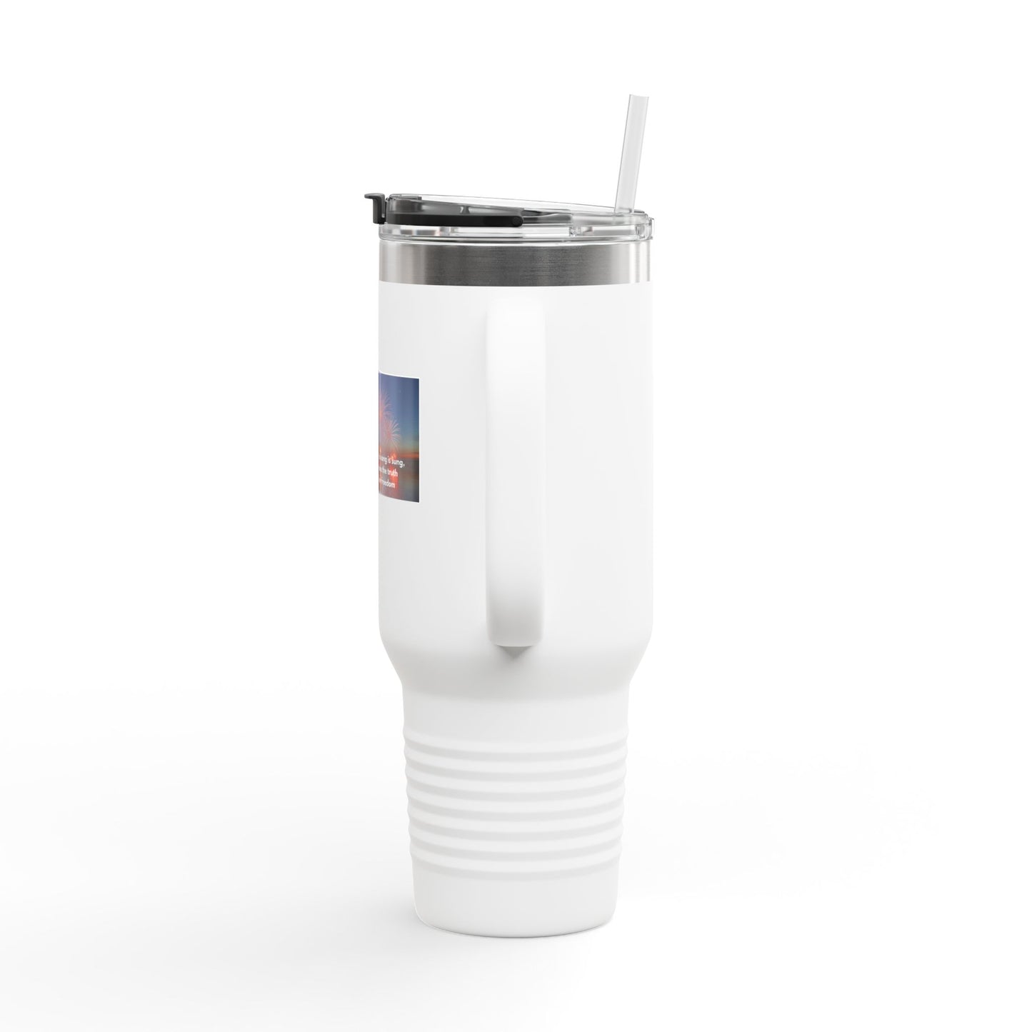 40oz Insulated Travel Mug — Inspirational Fireworks Quote Design