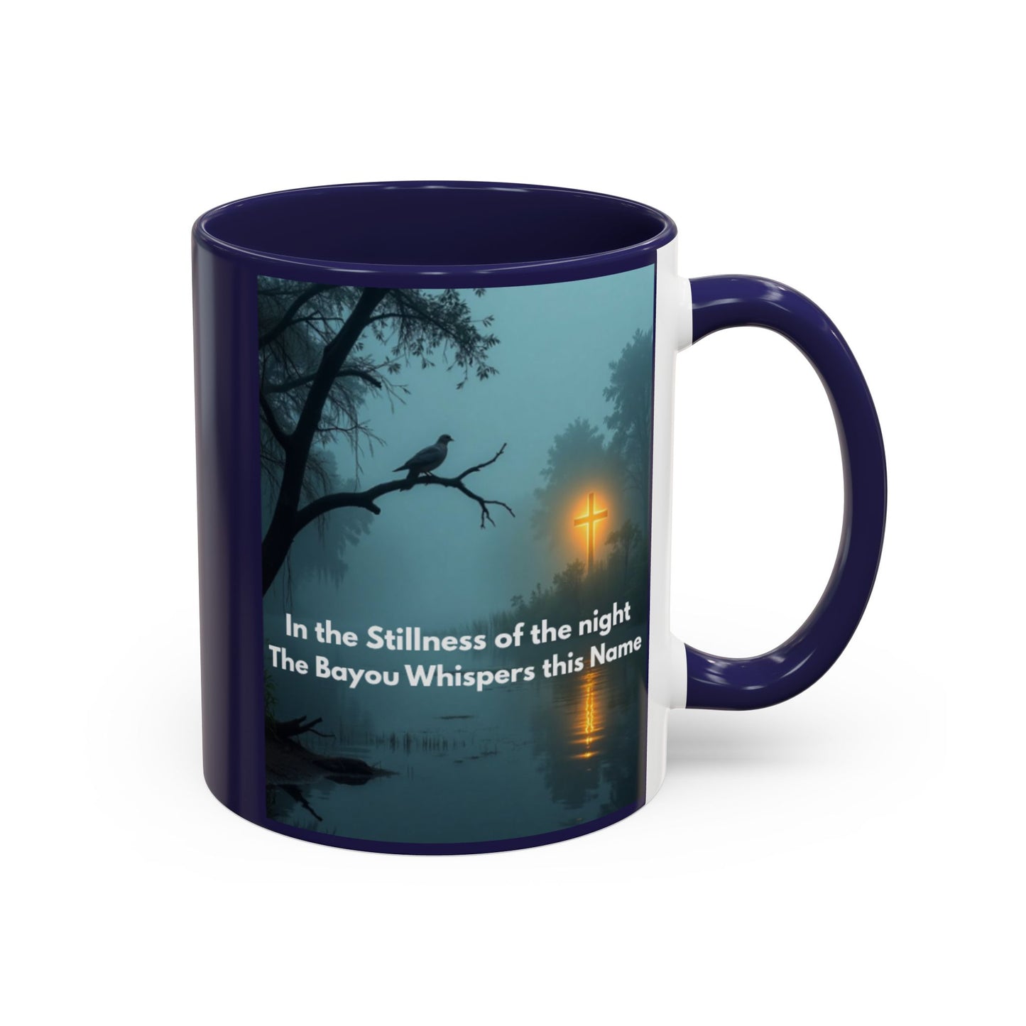 Accent Coffee Mug — Bayou Night Scene with Poetic Quote (11/15oz)