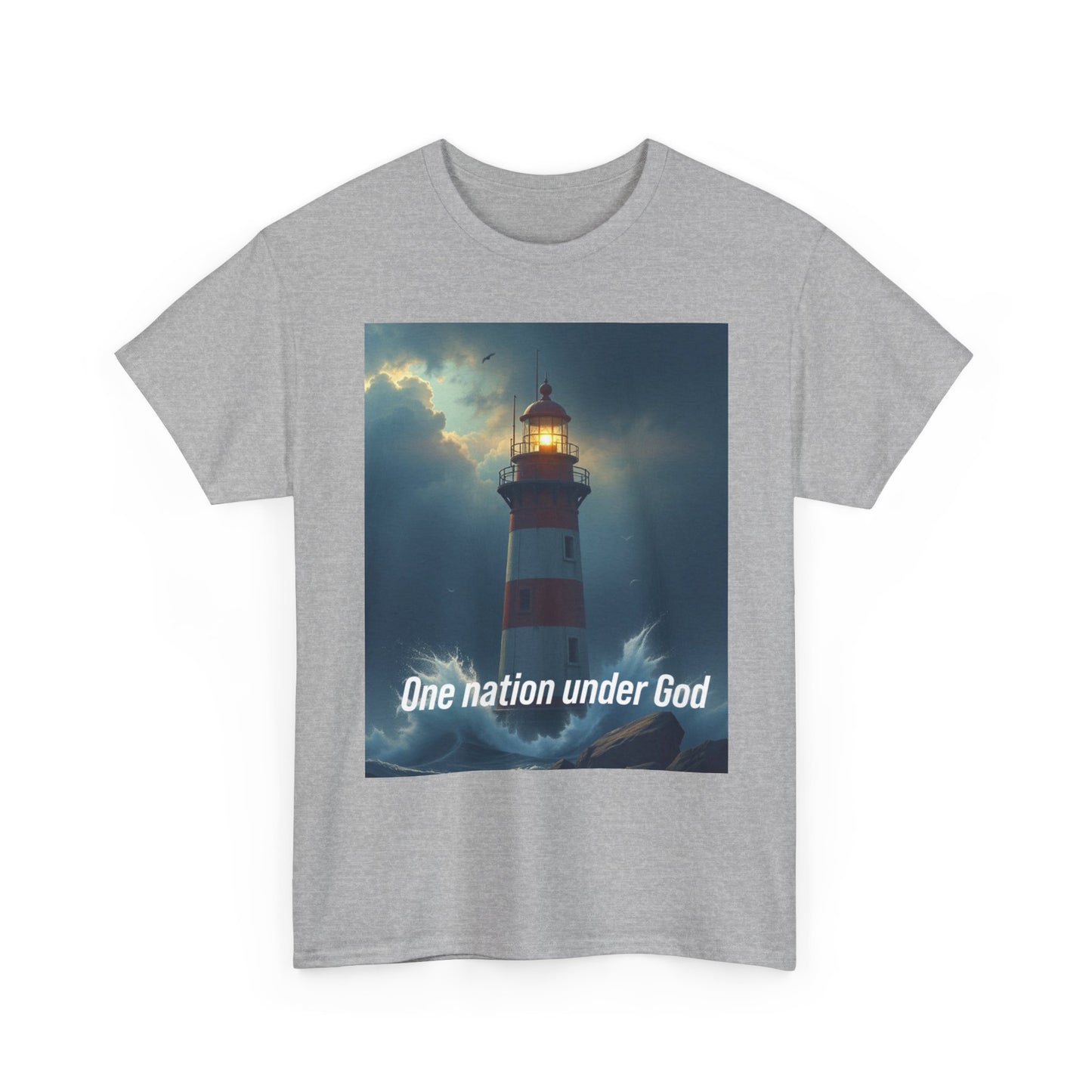 Lighthouse 'One Nation Under God' Tee — Patriotic Faith Graphic T-Shirt