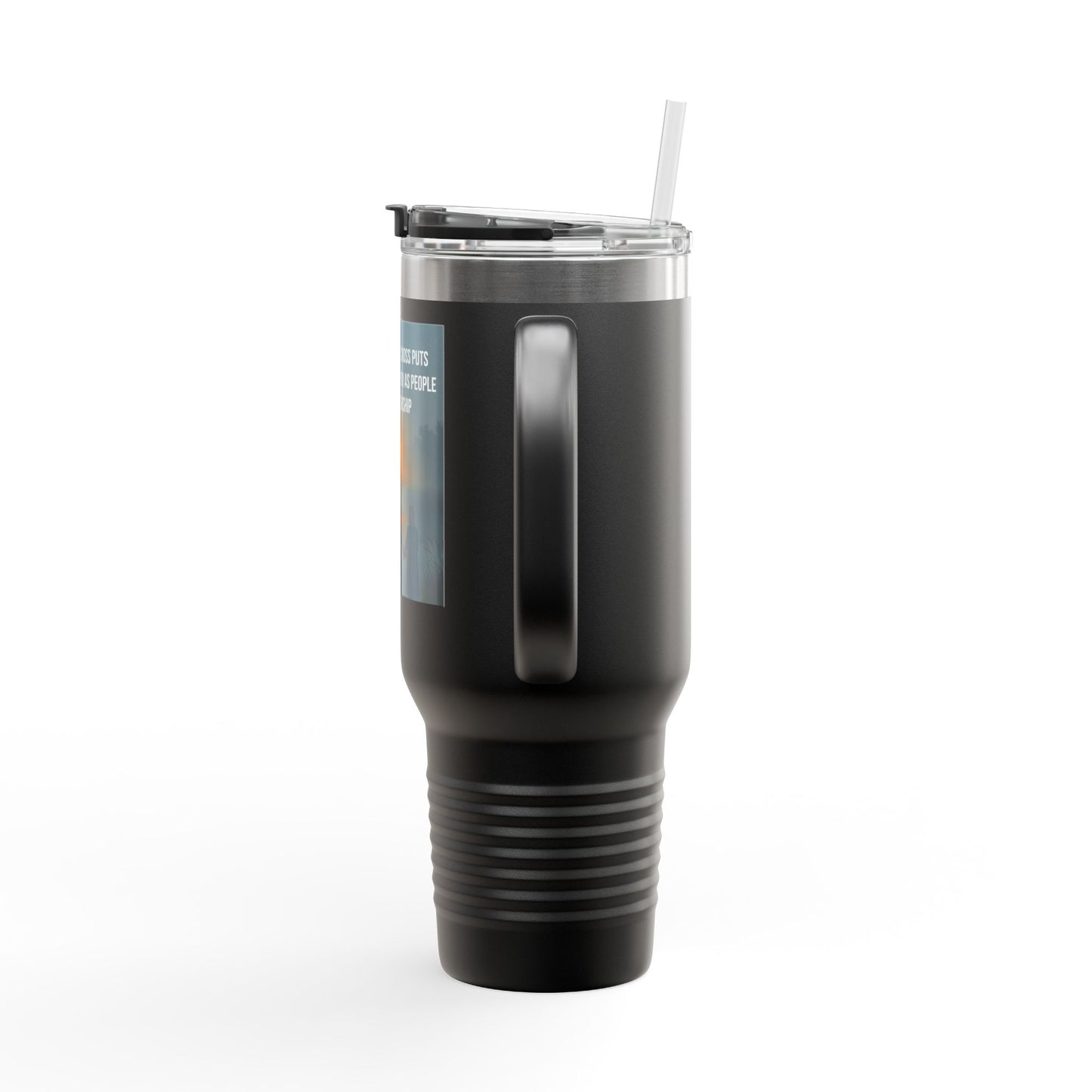 40oz Insulated Travel Mug — Inspirational Cross Light Prayer Design