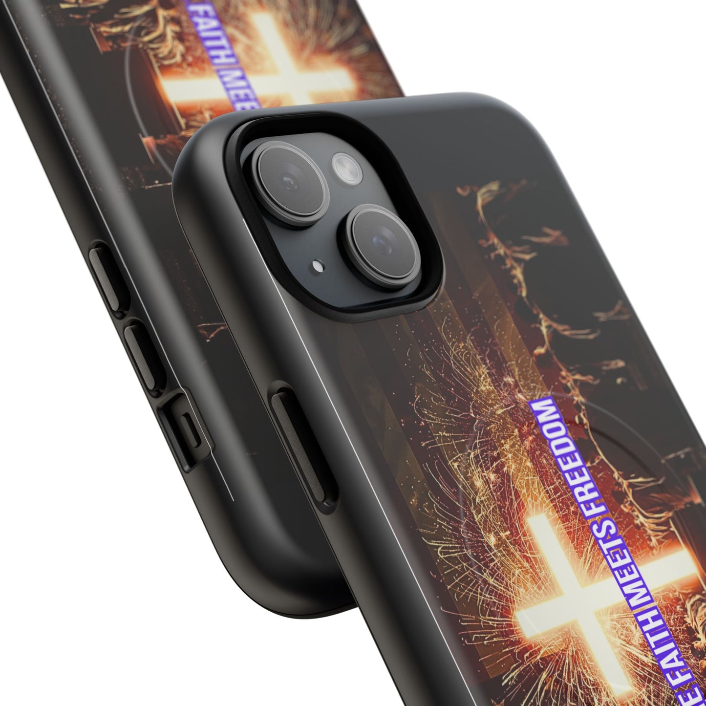 Christian Cross Phone Case - "Where Faith Meets Freedom" Tough Magnetic Case