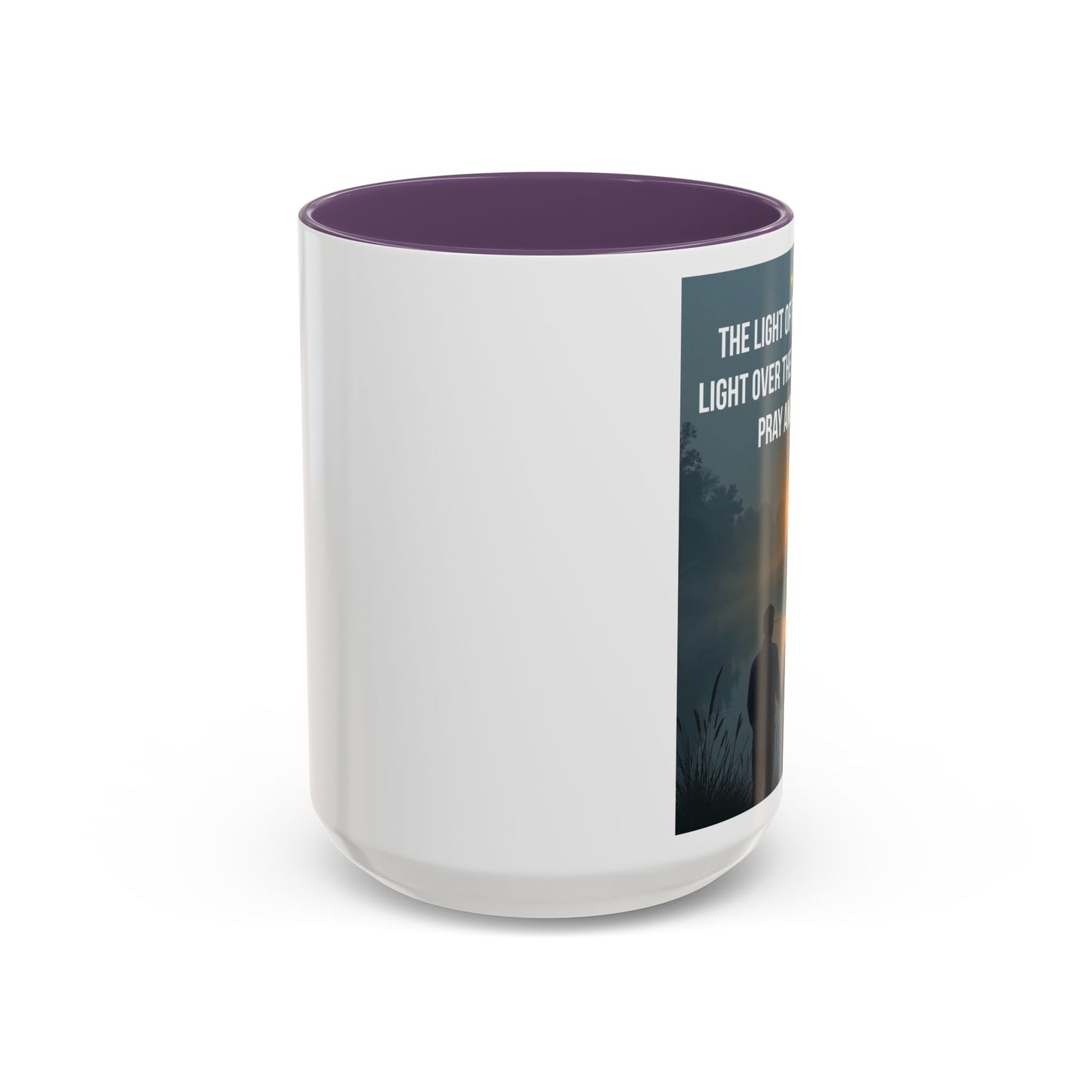 Christian Accent Coffee Mug — “The Light of the Cross” Inspirational Bible Verse Design