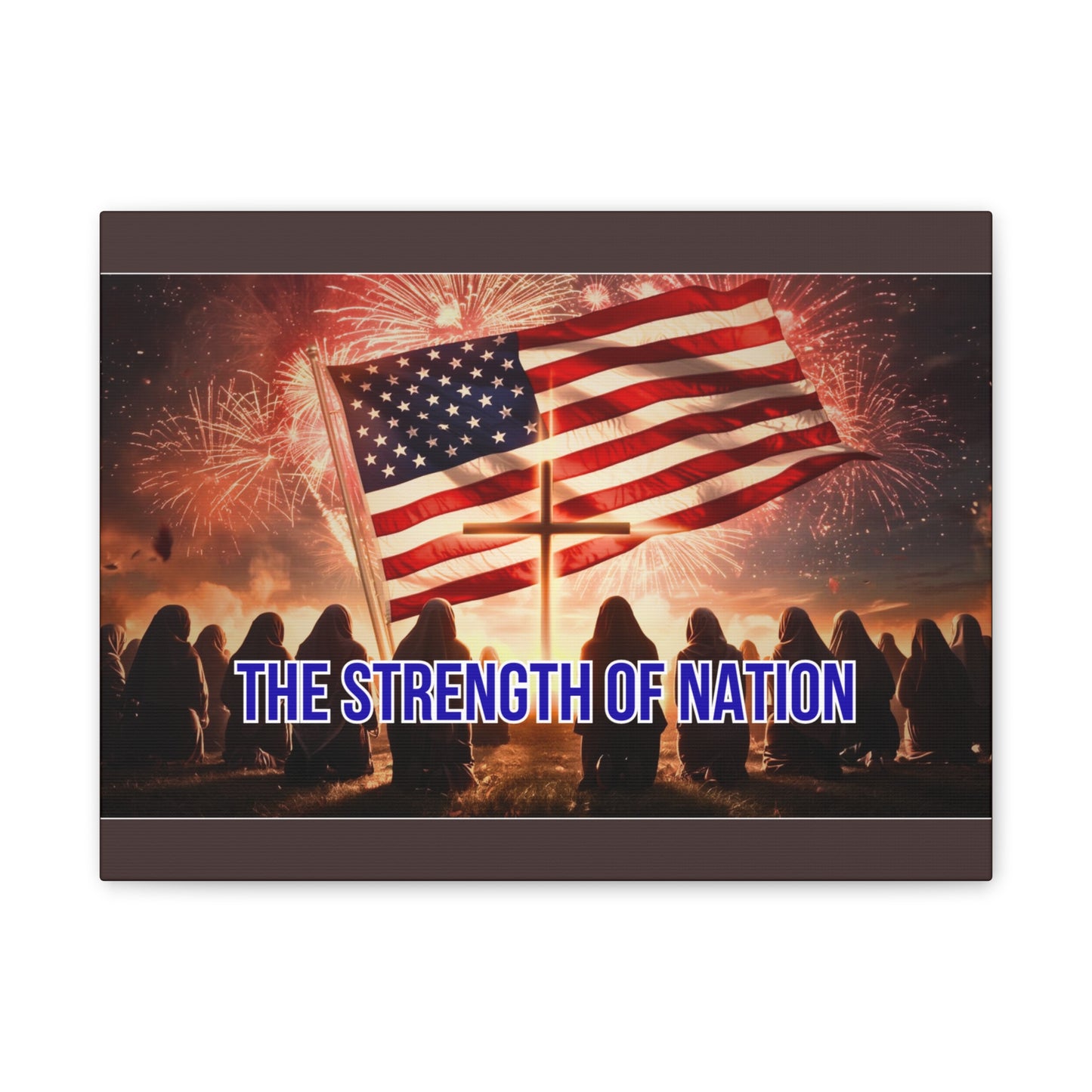 Patriotic Canvas Wall Art – “The Strength of Nation” American Flag with Fireworks