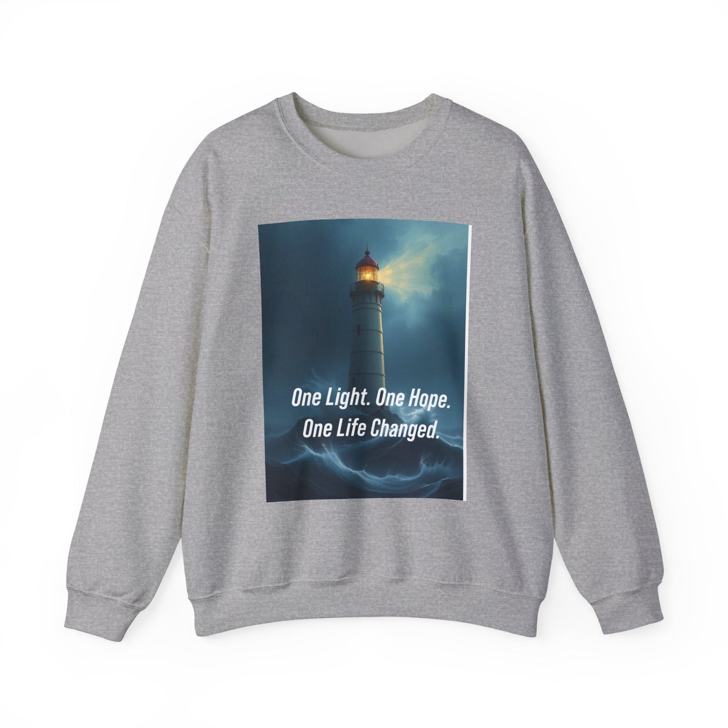 Lighthouse Hope Crewneck Sweatshirt — "One Light. One Hope. One Life Changed."