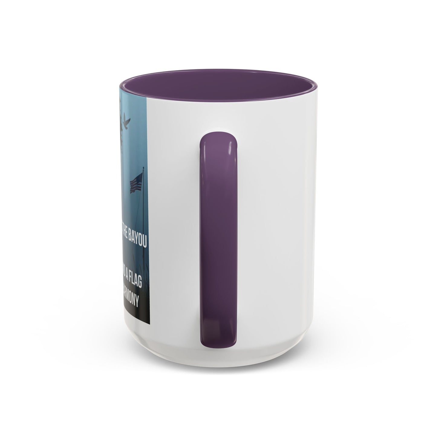 Bayou Cross & Flag Coffee Mug — Inspirational Southern Scene with Peaceful Verse (11/15 oz)