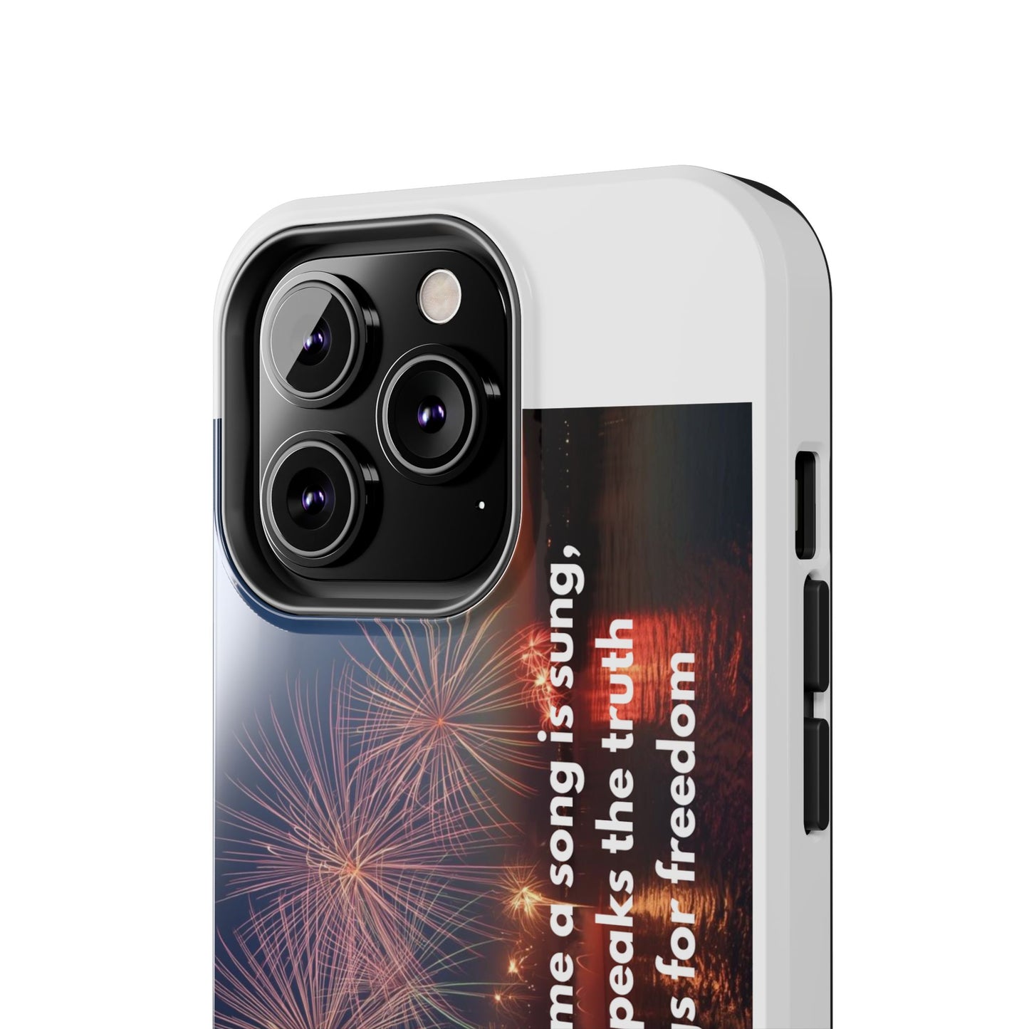 Patriotic Fireworks Tough Phone Case — "Freedom" Quote Protective Cover