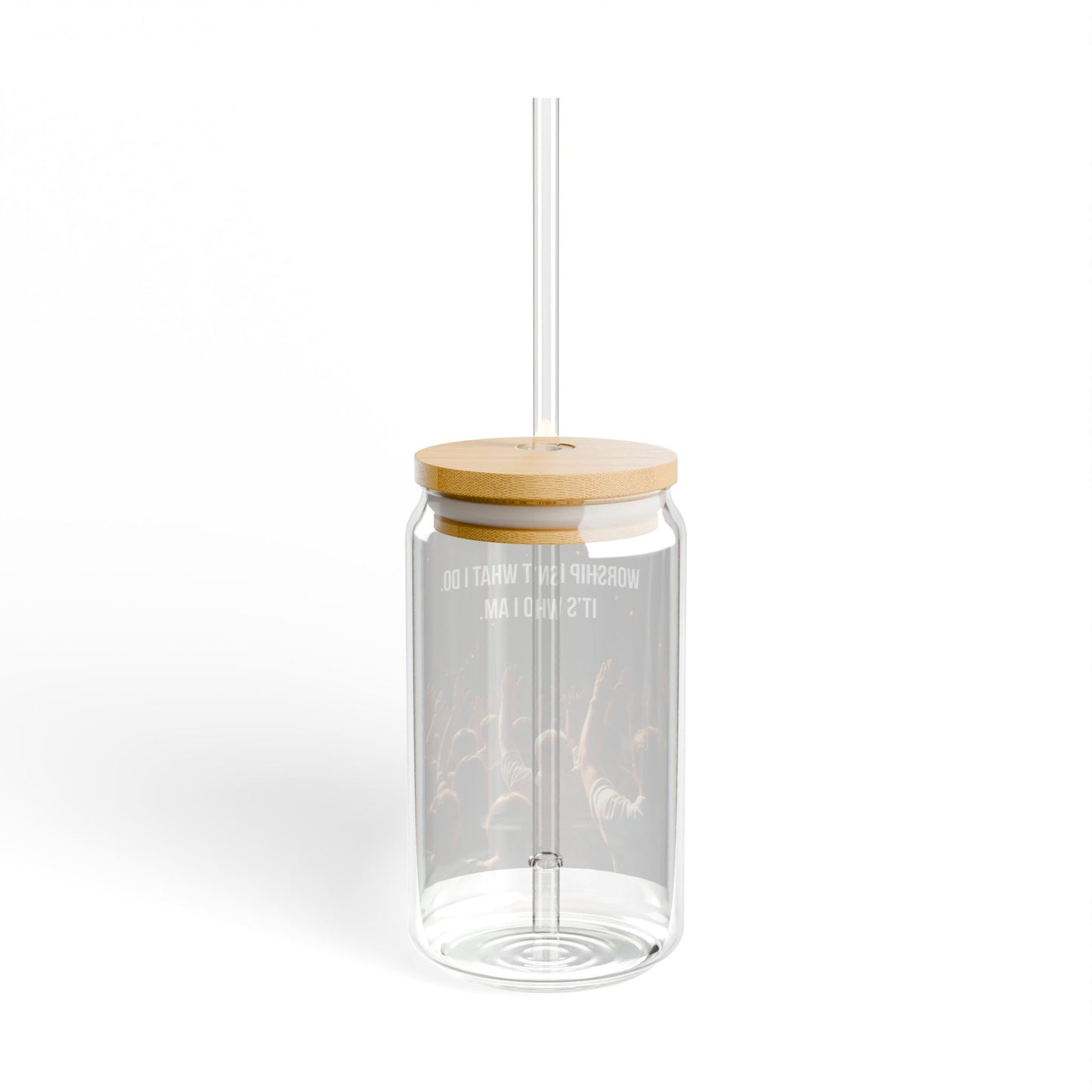 16oz Worship Glass Sipper - "Worship Isn't What I Do. It's Who I Am." Bamboo Lid Tumbler