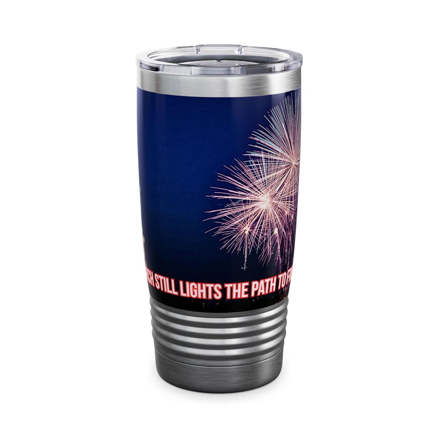 Statue of Liberty Fireworks 20oz Tumbler — "Her Torch Still Lights the Path"