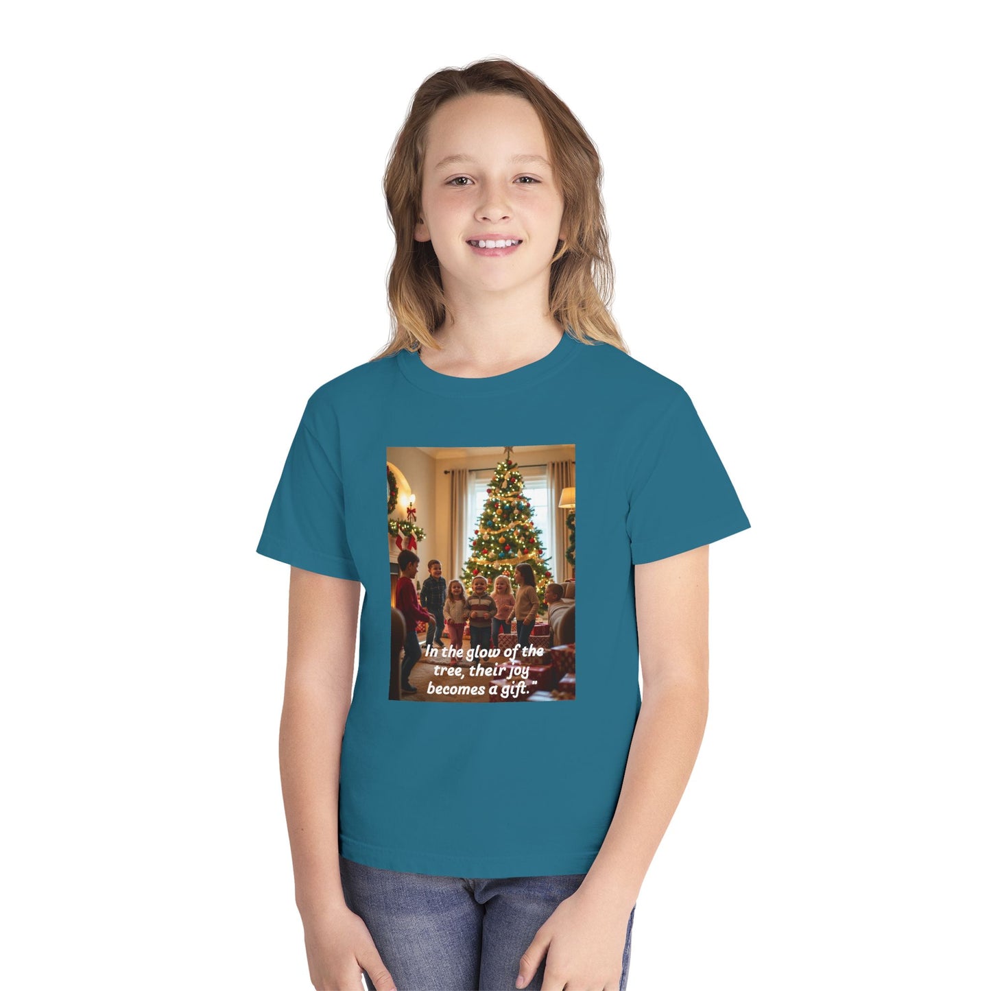 Christmas Youth Midweight Tee, Holiday Gift Shirt, Family Gathering Tee, Seasonal Wear, Festive Joy Apparel