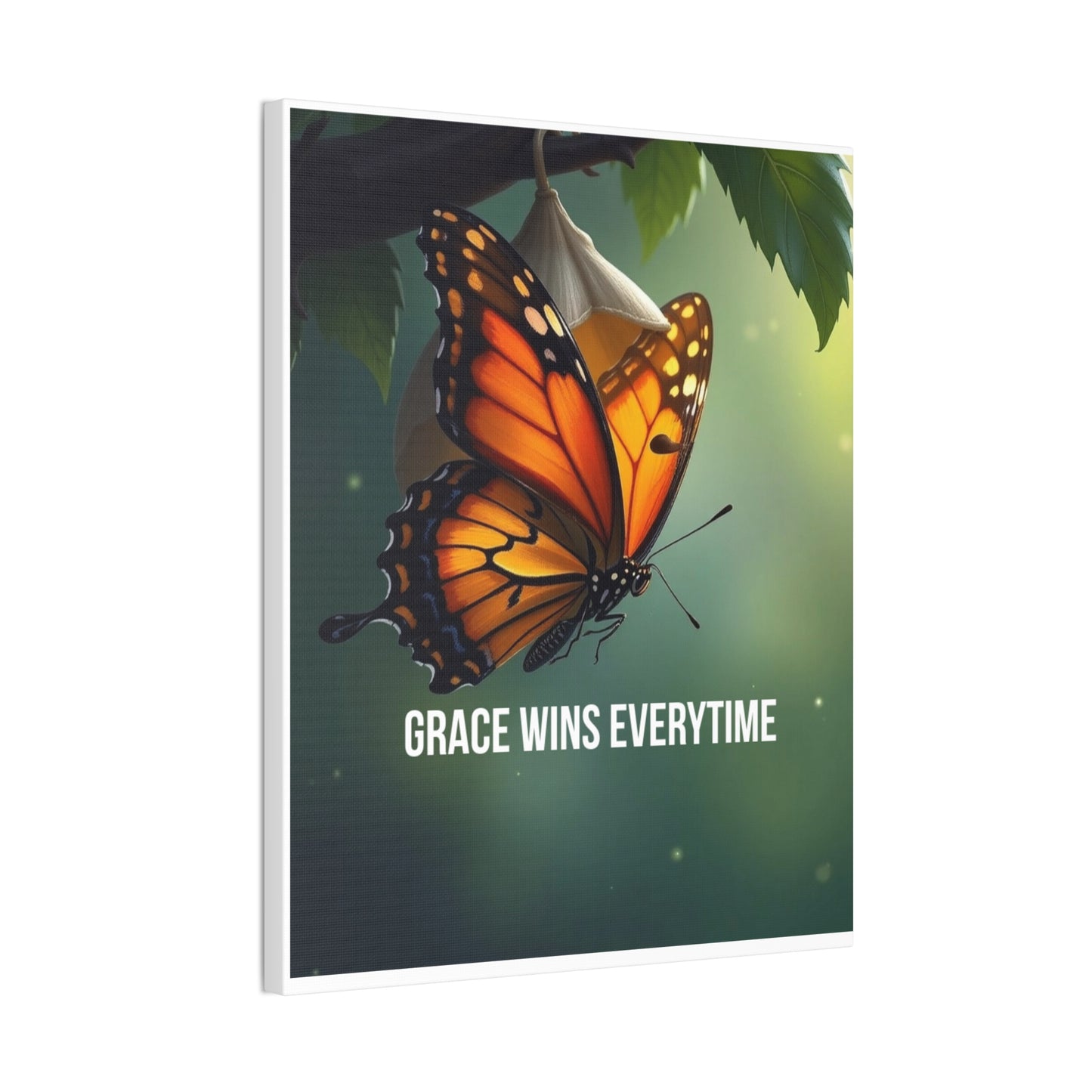 Canvas Print - 'Grace Wins Everytime' Monarch Butterfly Wall Art