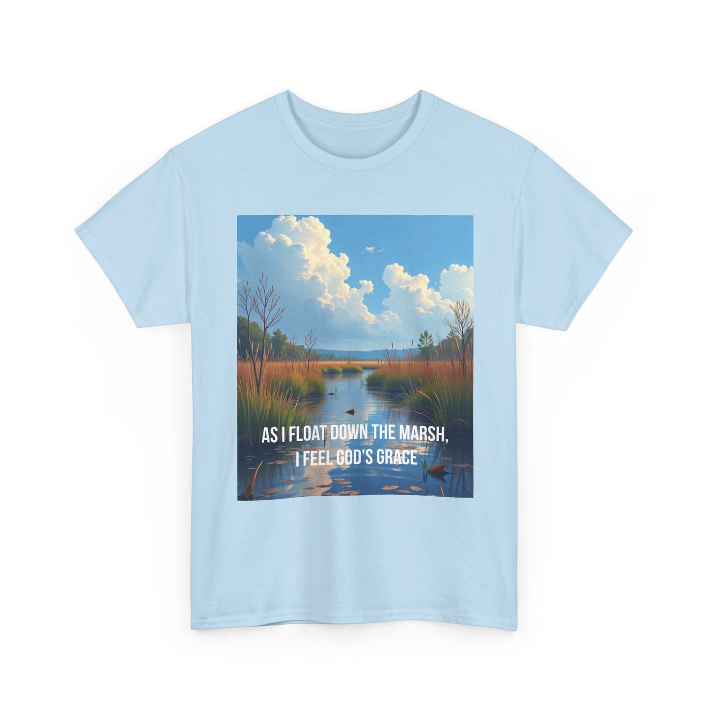 Marsh Landscape Tee — "As I Float Down the Marsh, I Feel God’s Grace"