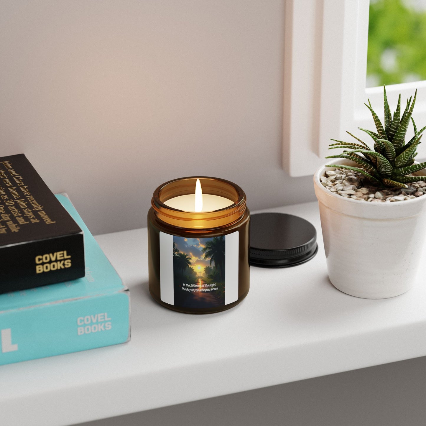 Tropical Sunset Soy Candle — Amber Jar Scented Candle with Uplifting Quote