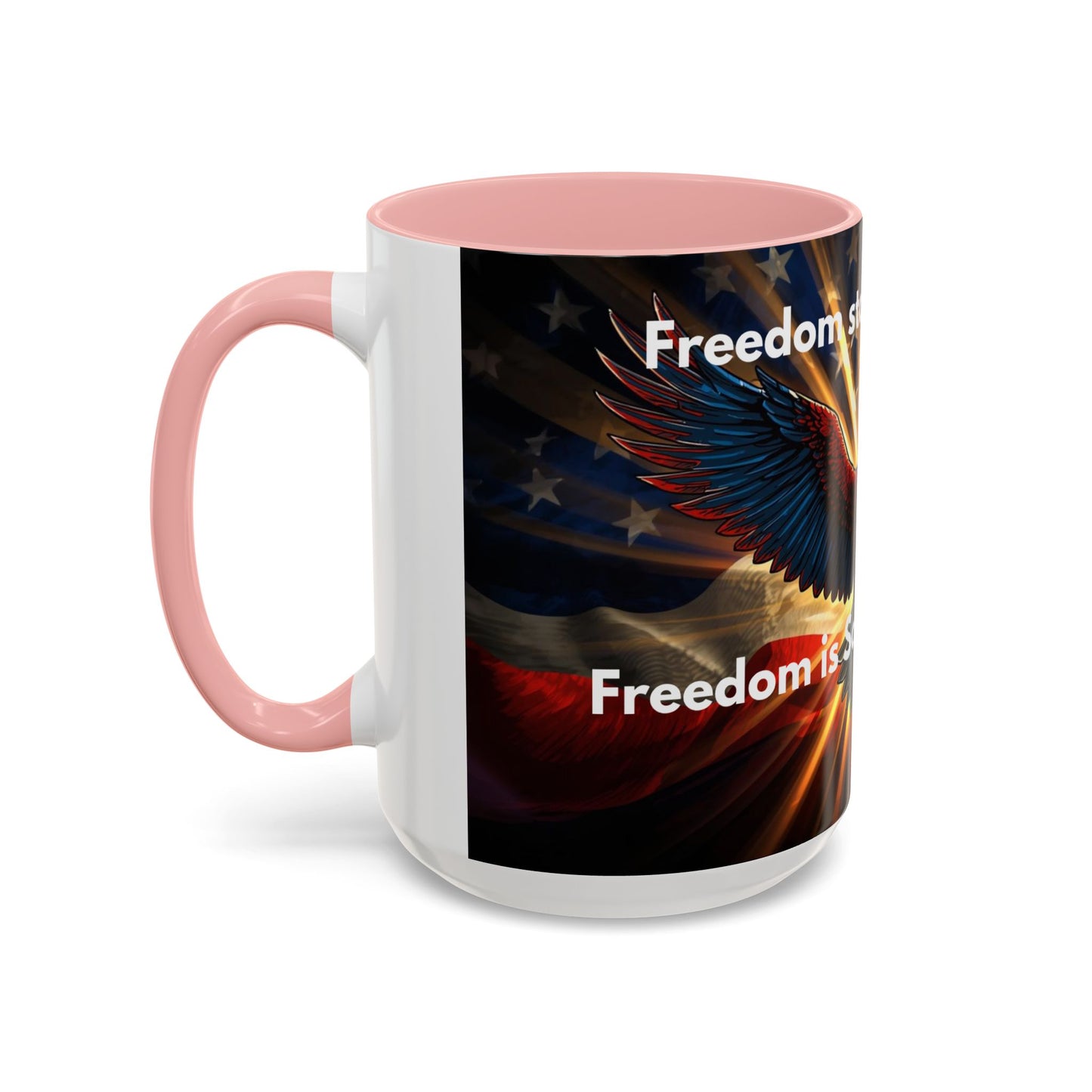 Patriotic Eagle Coffee Mug — "Freedom Stands Strong" Accent 11/15oz