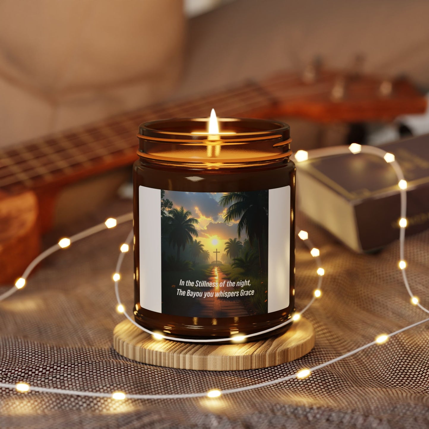 Tropical Sunset Soy Candle — Amber Jar Scented Candle with Uplifting Quote