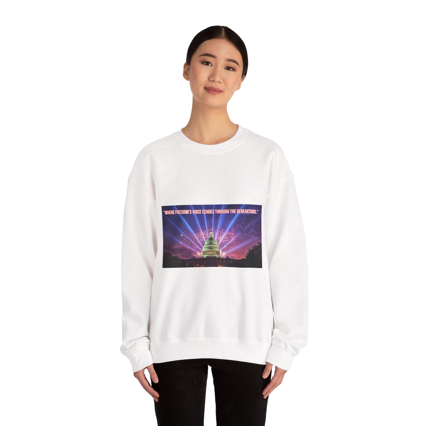 Crewneck Sweatshirt — "We’re Freedom’s Voice" Capitol Lightshow Graphic