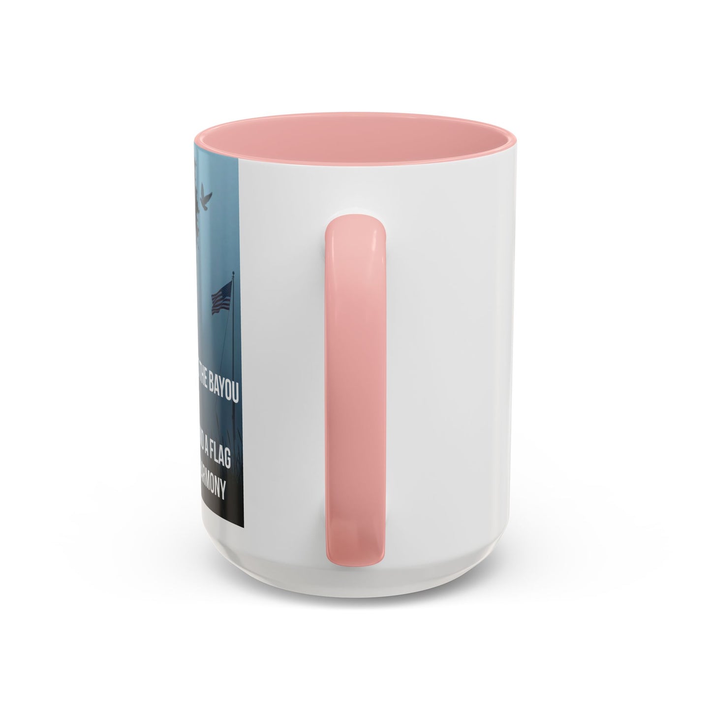 Bayou Cross & Flag Coffee Mug — Inspirational Southern Scene with Peaceful Verse (11/15 oz)