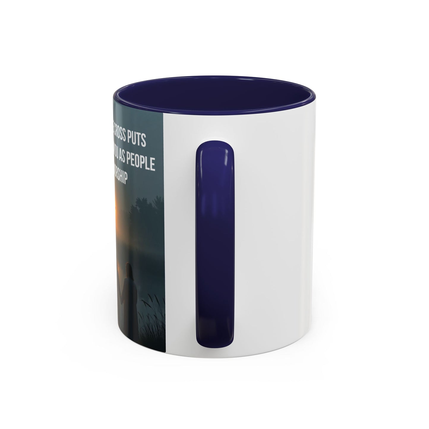 Christian Accent Coffee Mug — “The Light of the Cross” Inspirational Bible Verse Design