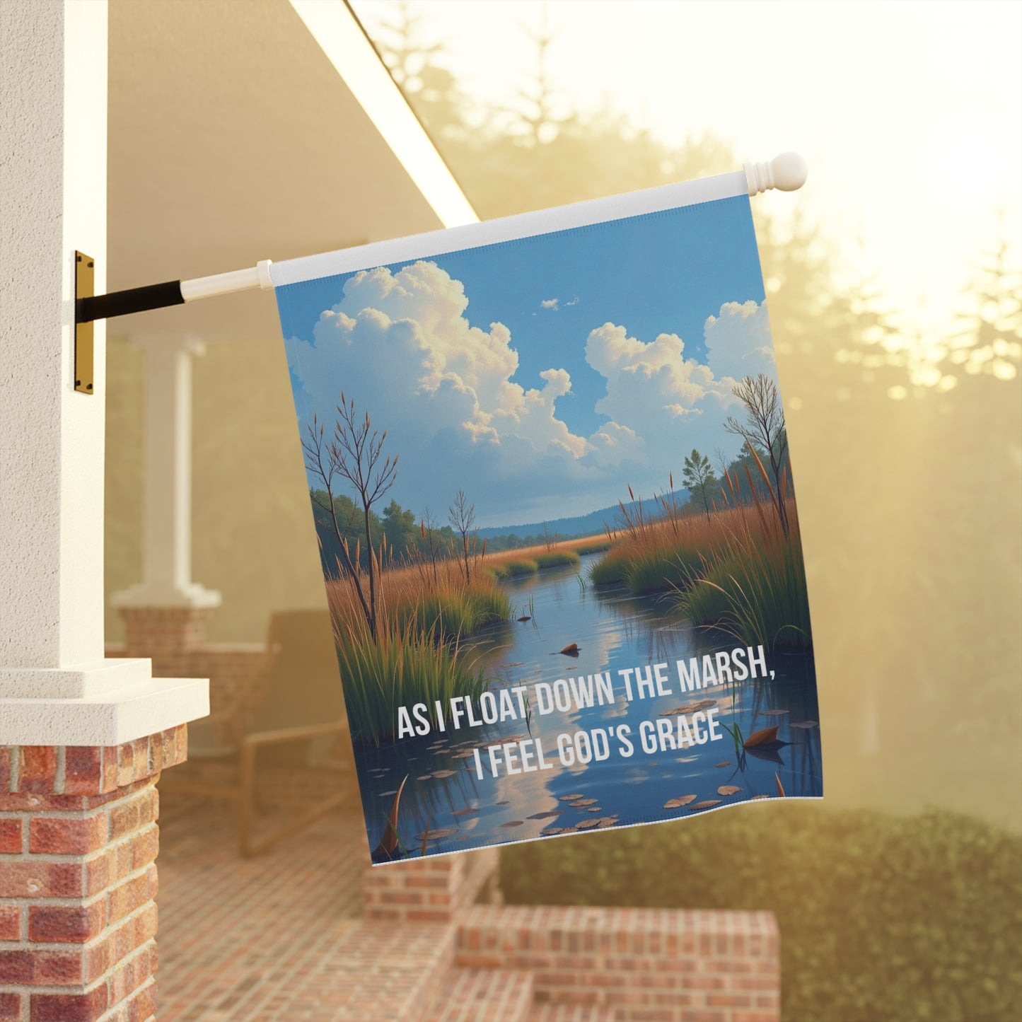 Marsh Landscape Garden Flag — "As I Float Down the Marsh, I Feel God’s Grace"