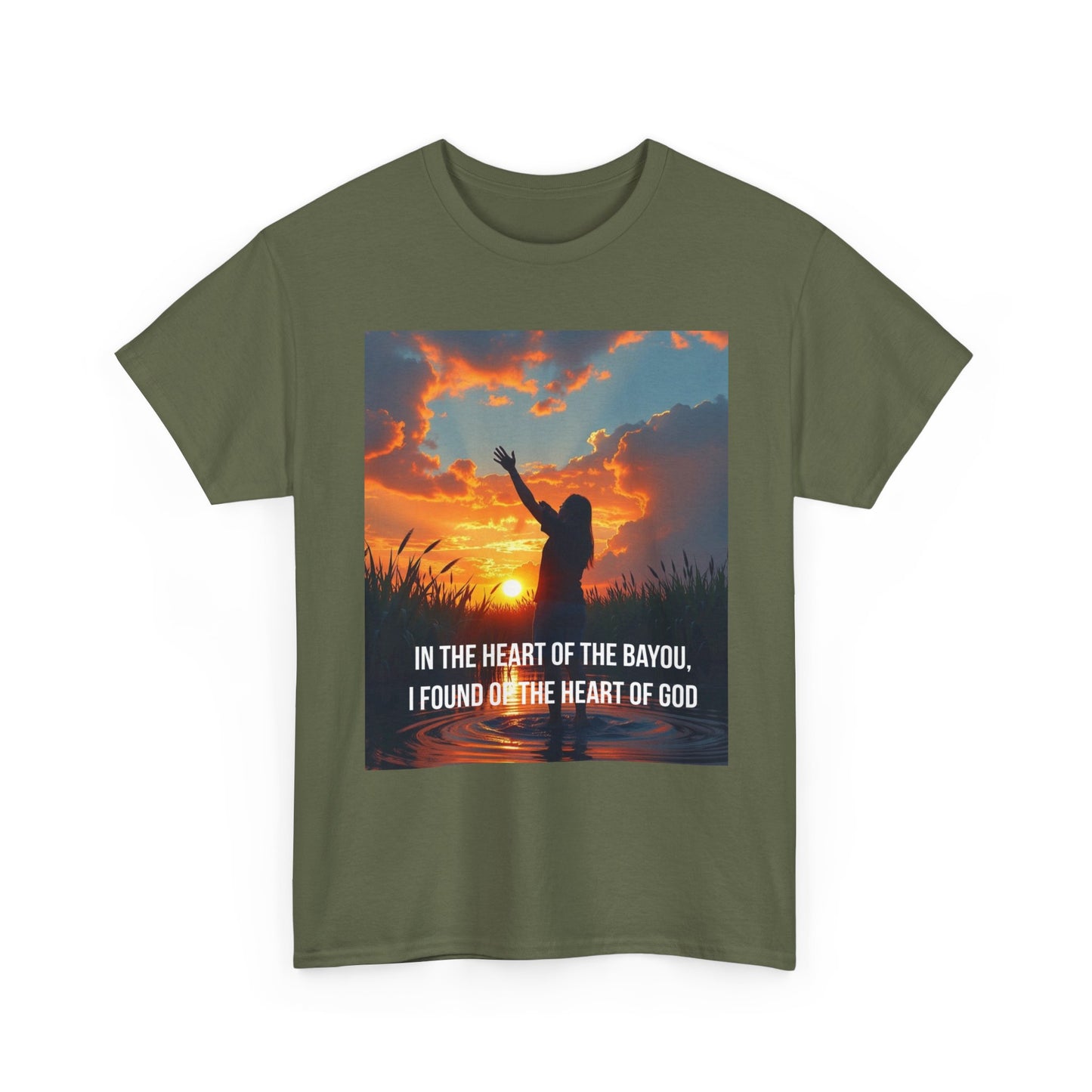 Bayou Sunrise Faith T-Shirt — "In the Heart of the Bayou, I Found the Heart of God" Christian Tee