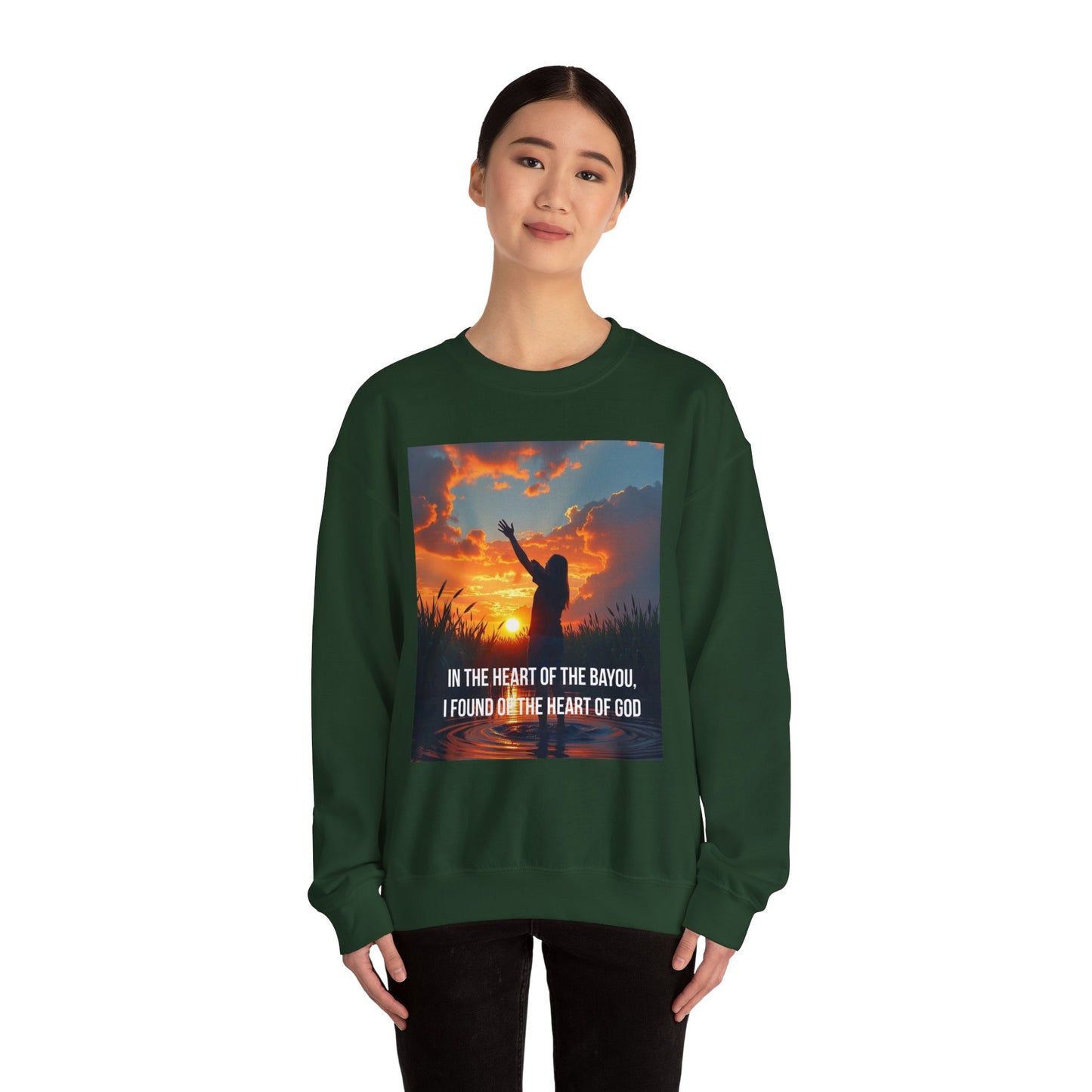 Christian Crewneck Sweatshirt — "In the Heart of the Bayou, I Found the Heart of God"