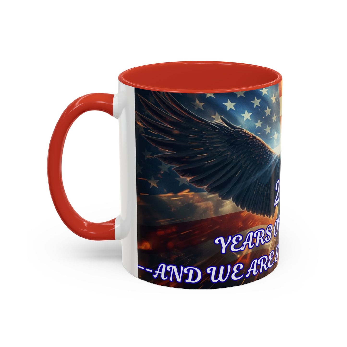 Patriotic Eagle Coffee Mug – "250 Years of Freedom" Accent 11/15oz