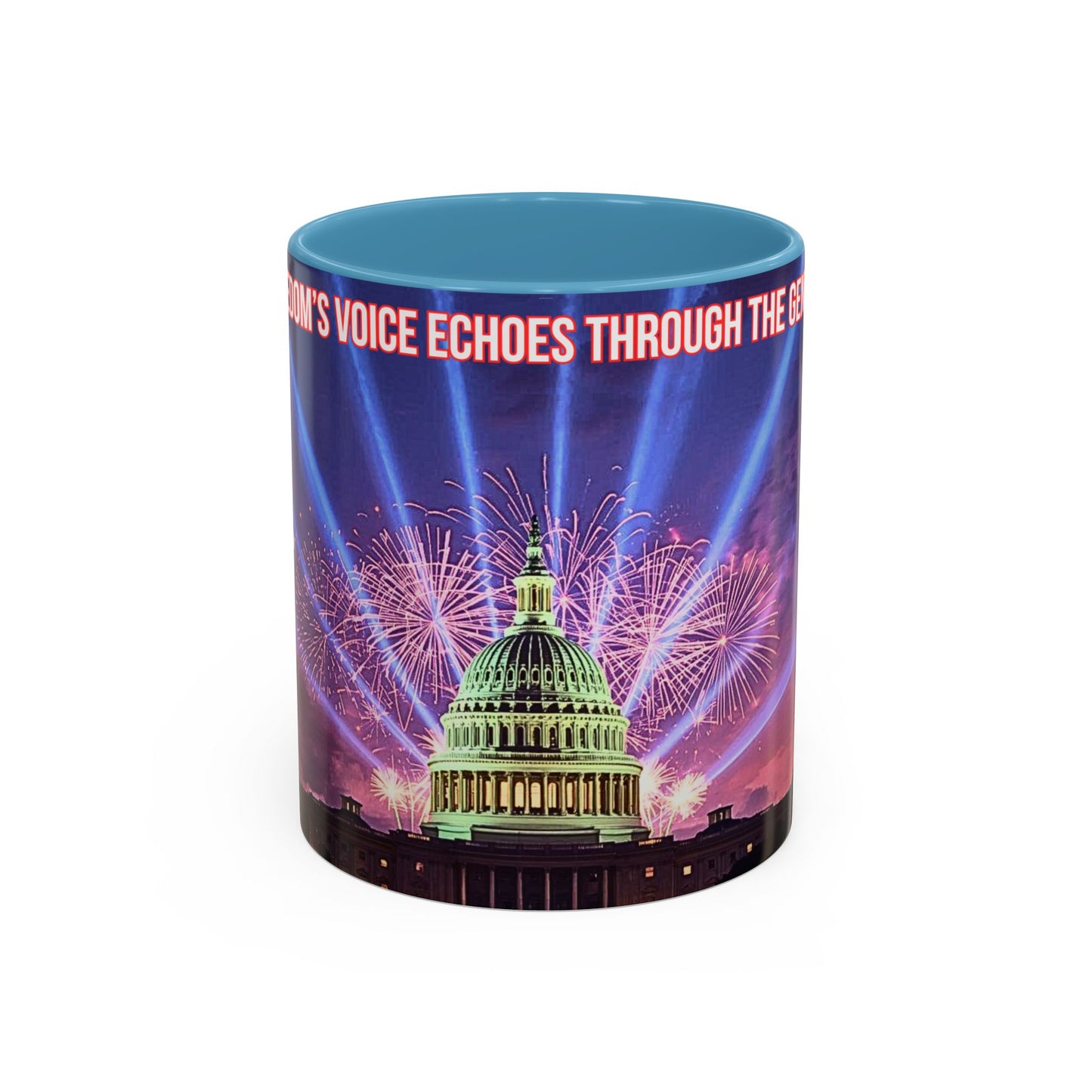 Capitol Fireworks Accent Coffee Mug — Patriotic Washington D.C. Skyline