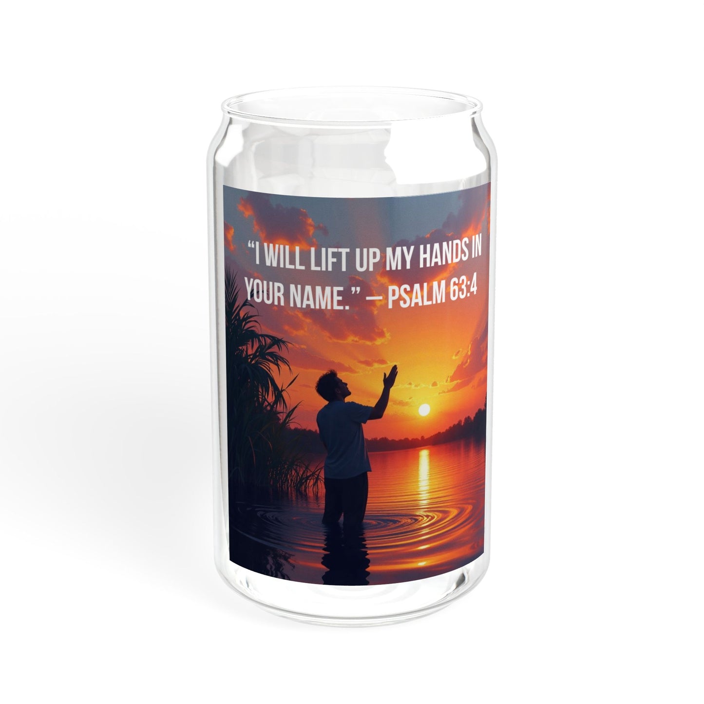 Psalm 63:4 Sunrise Faith Sipper Glass — 16oz Inspirational Tumbler with Straw