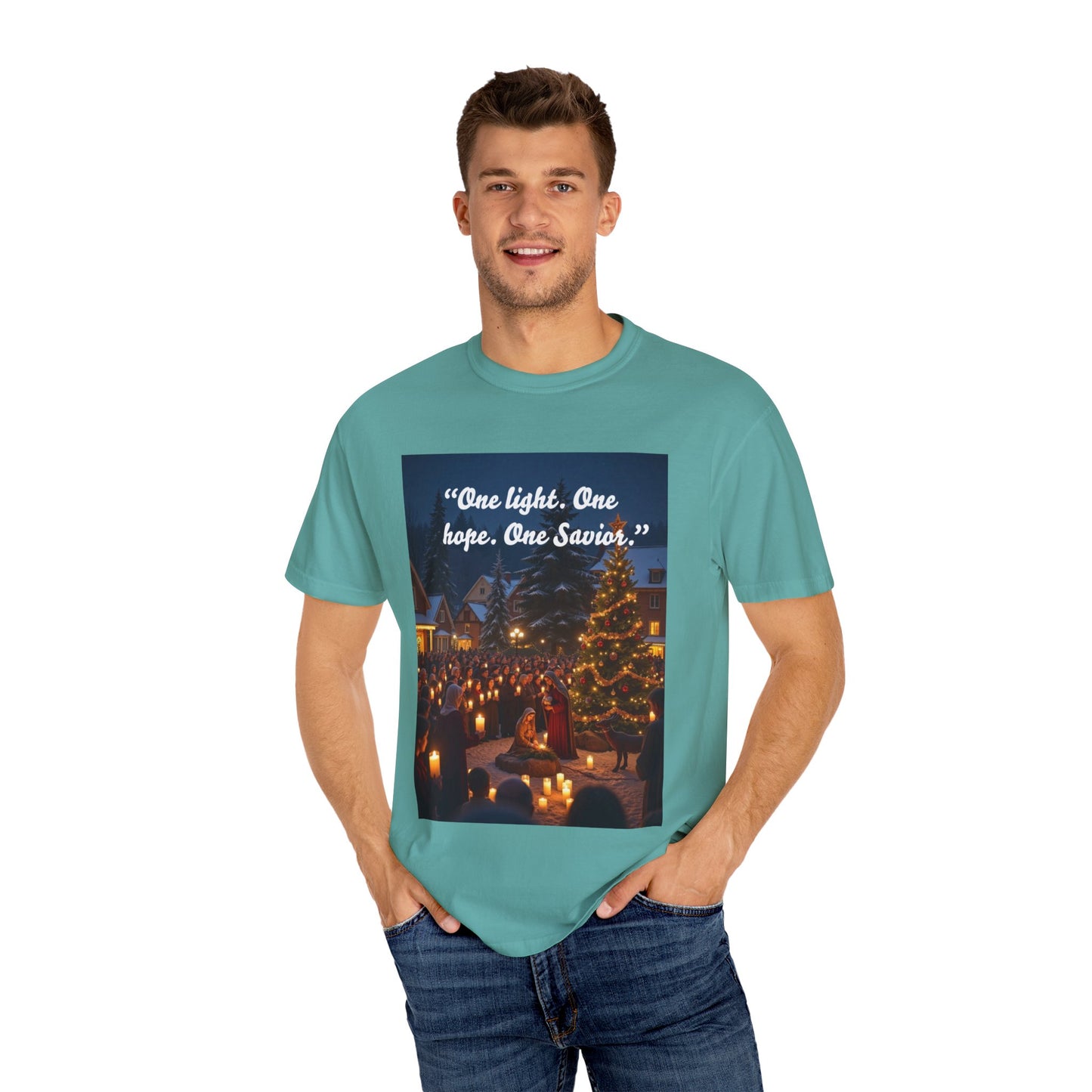 Garment-Dyed T-Shirt with Inspirational Christmas Design