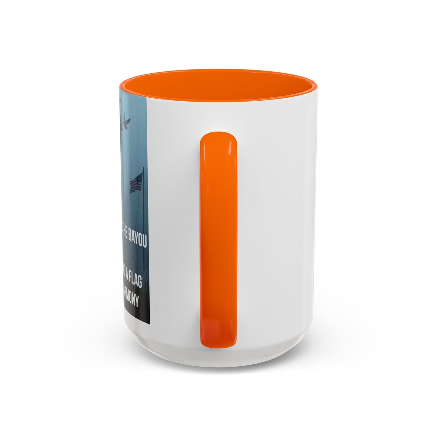 Bayou Cross & Flag Coffee Mug — Inspirational Southern Scene with Peaceful Verse (11/15 oz)