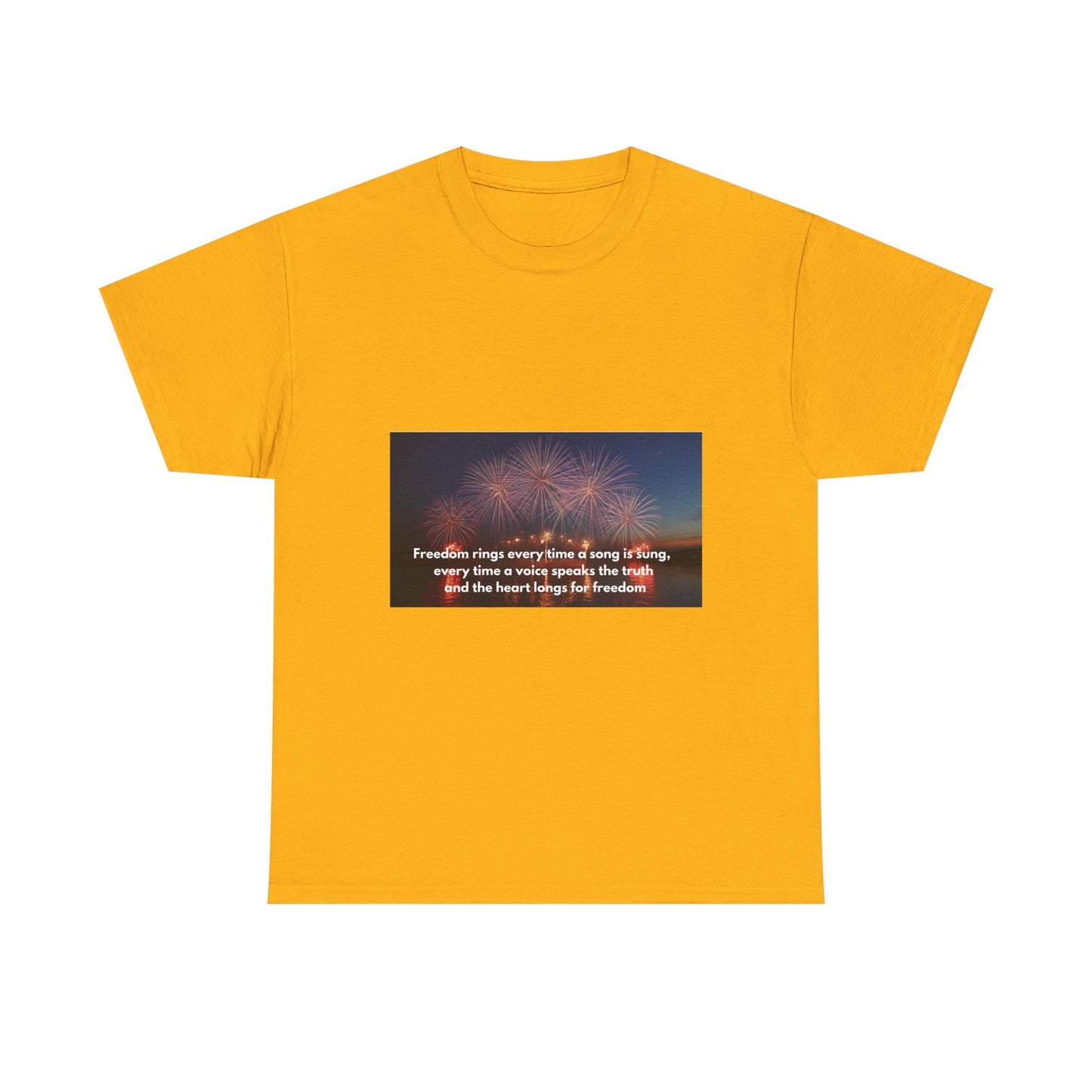 T-Shirt — Patriotic Fireworks Tee with 'Freedom Rings' Quote