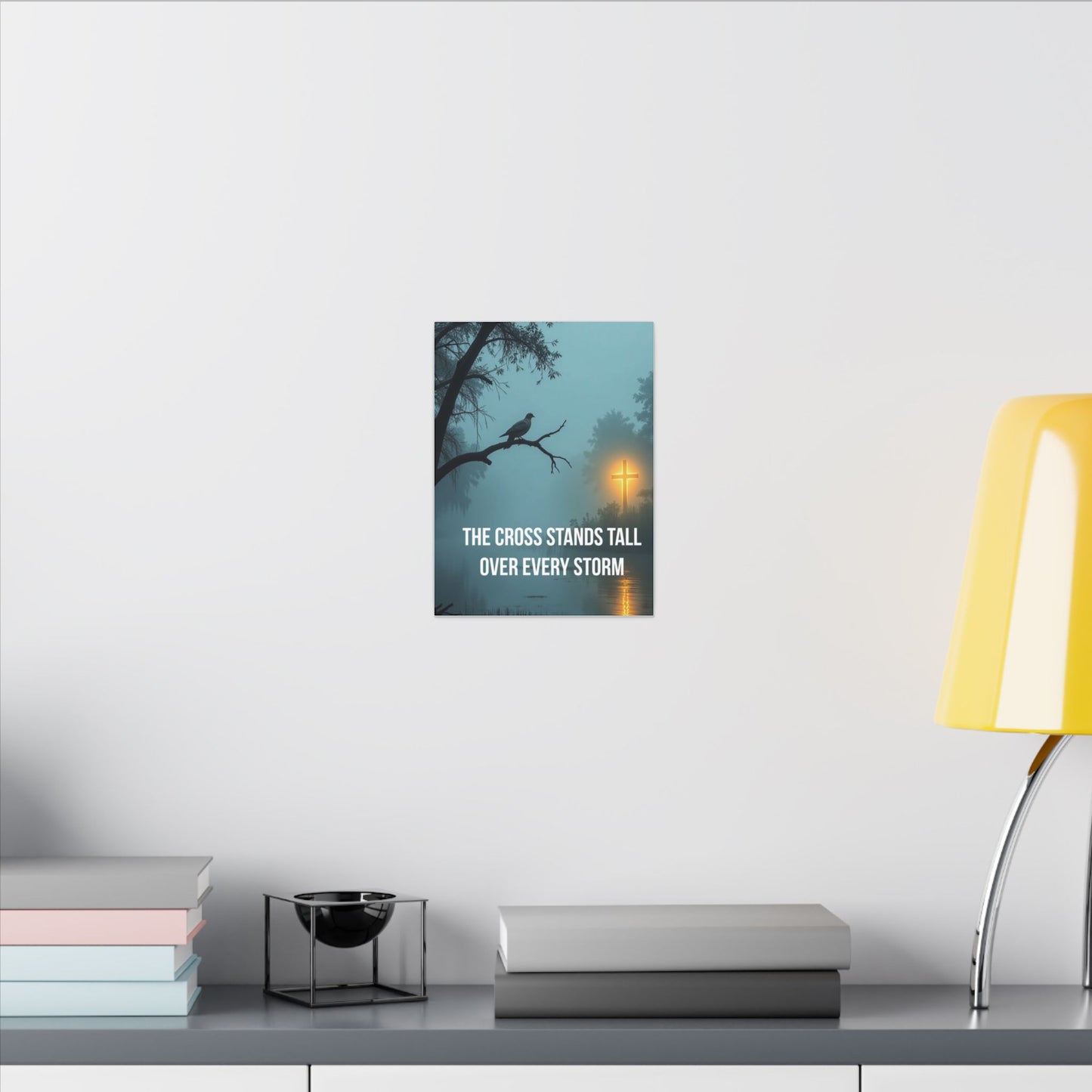 Faith Canvas Wall Art – "The Cross Stands Tall Over Every Storm" Matte Stretched Canvas