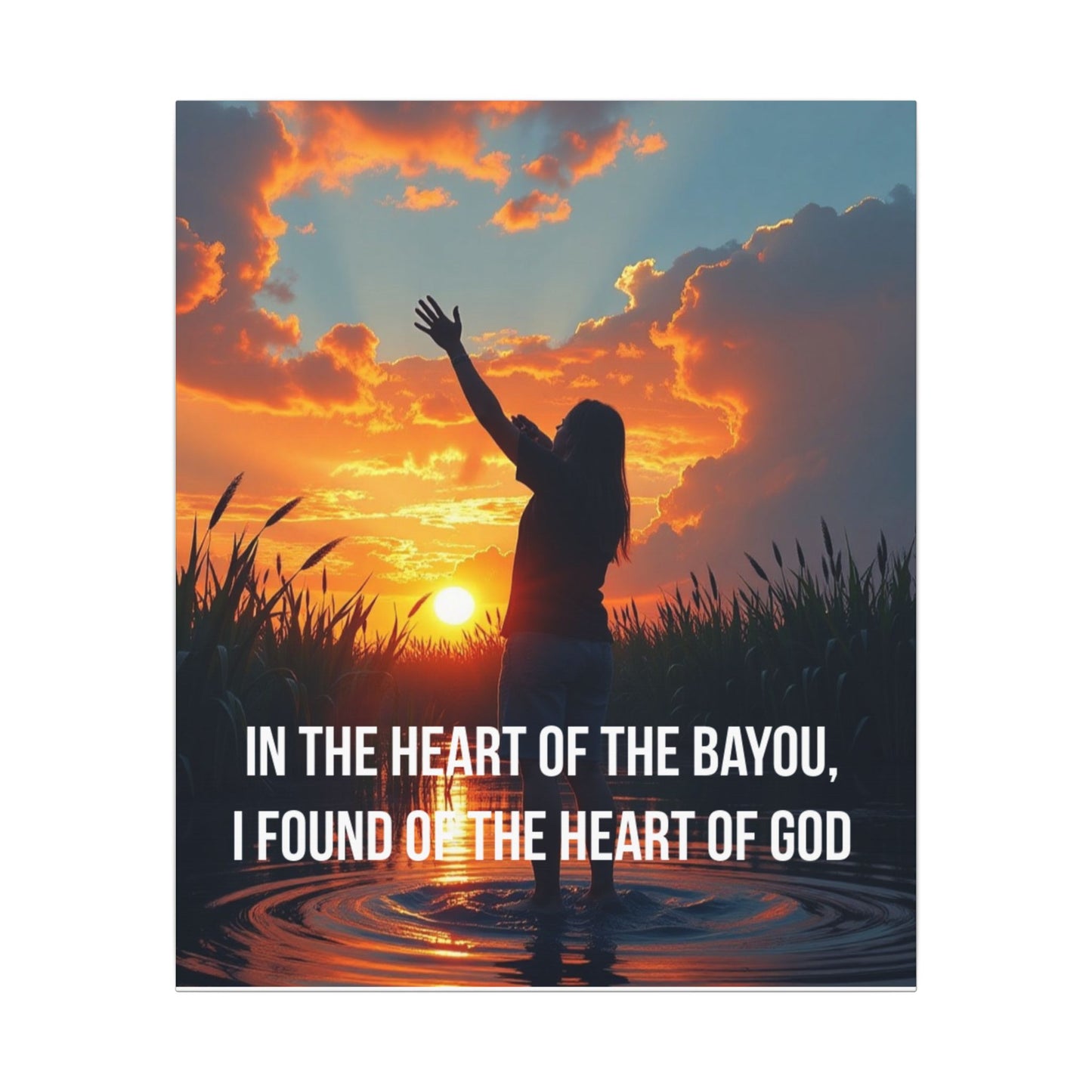 Faith-Inspired Bayou Sunset Canvas - "In the Heart of the Bayou, I Found the Heart of God"