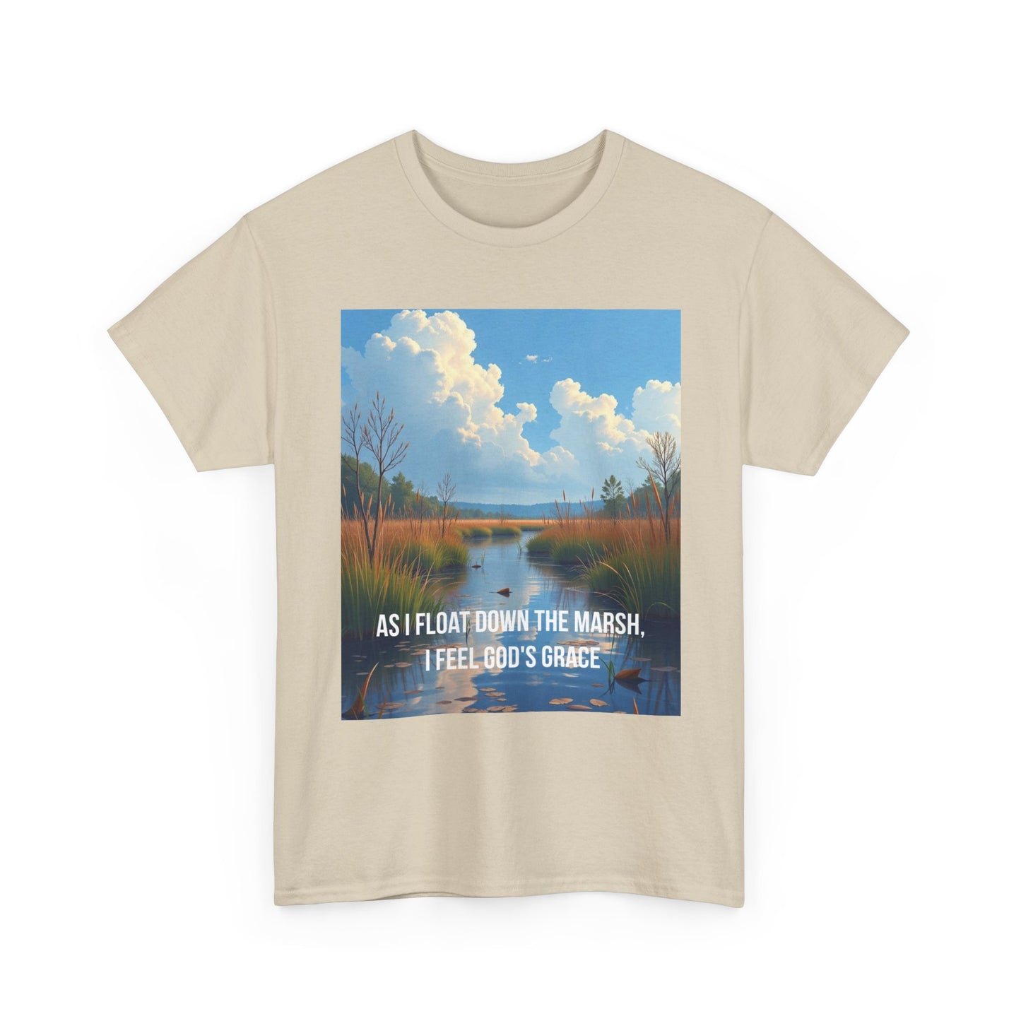Marsh Landscape Tee — "As I Float Down the Marsh, I Feel God’s Grace"