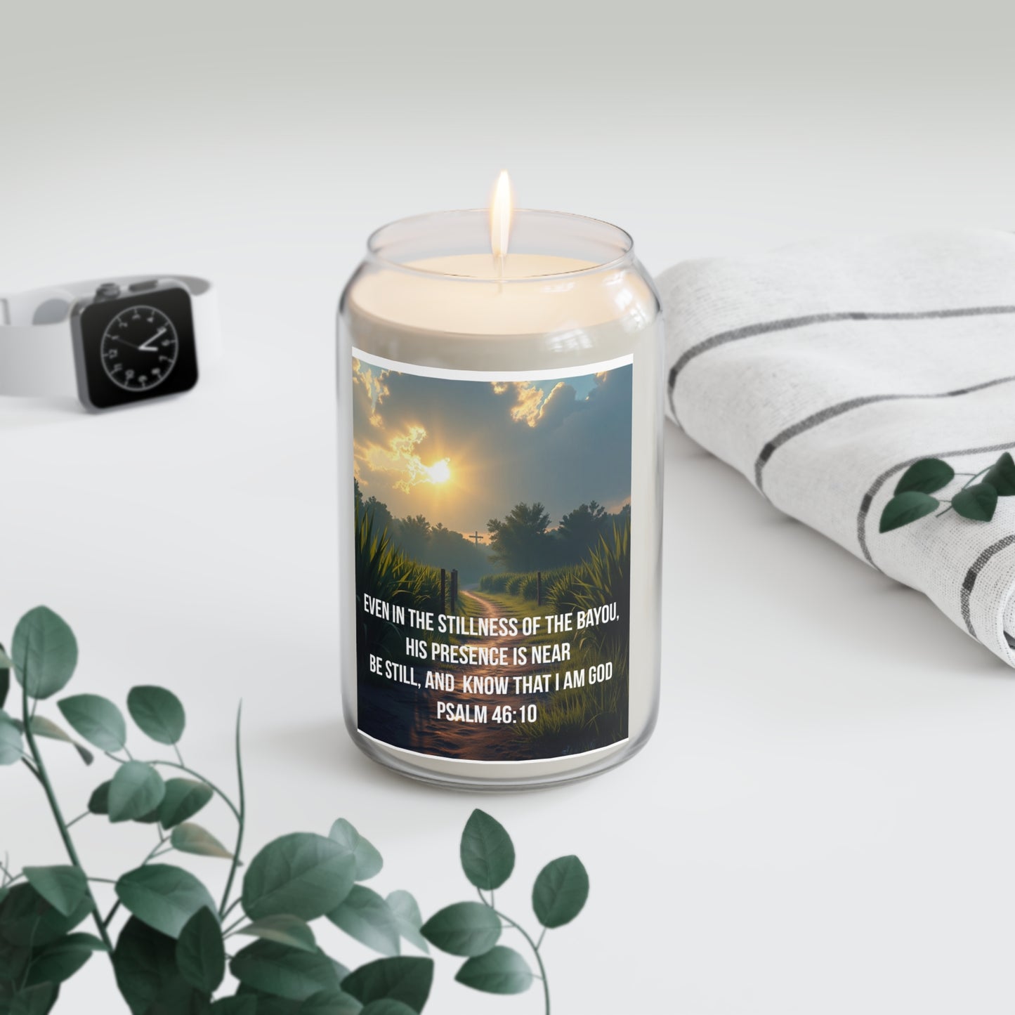 Inspirational Psalm 46:10 Soy Candle — Bayou Scentsed 13.75oz