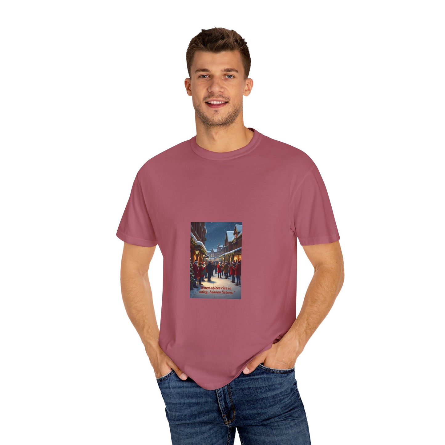 Cozy Winter Scene T-Shirt - Holiday Gift, Casual Wear, Layering Piece, Unisex Tee, Festive Fashion88a