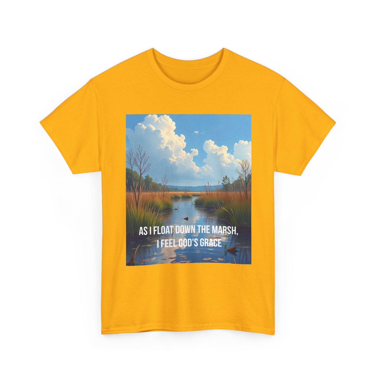 Marsh Landscape Tee — "As I Float Down the Marsh, I Feel God’s Grace"