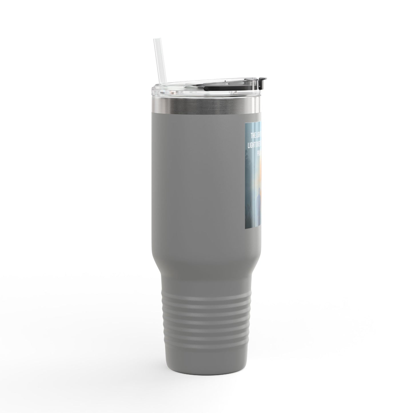 40oz Insulated Travel Mug — Inspirational Cross Light Prayer Design