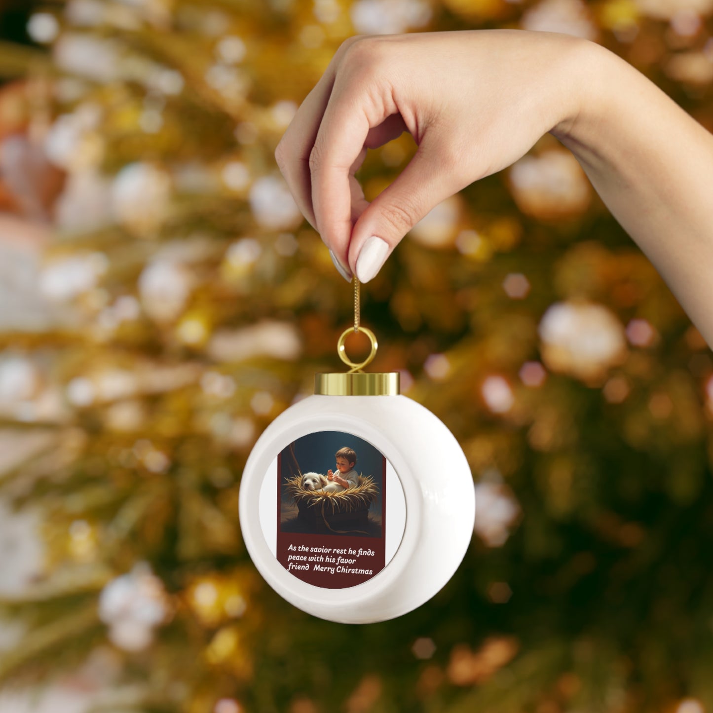 Christmas Ball Ornament, Holiday Decor, Personalized Tree Ornament, Festive Gift, Religious Ornament, Merry Christmas Decoration