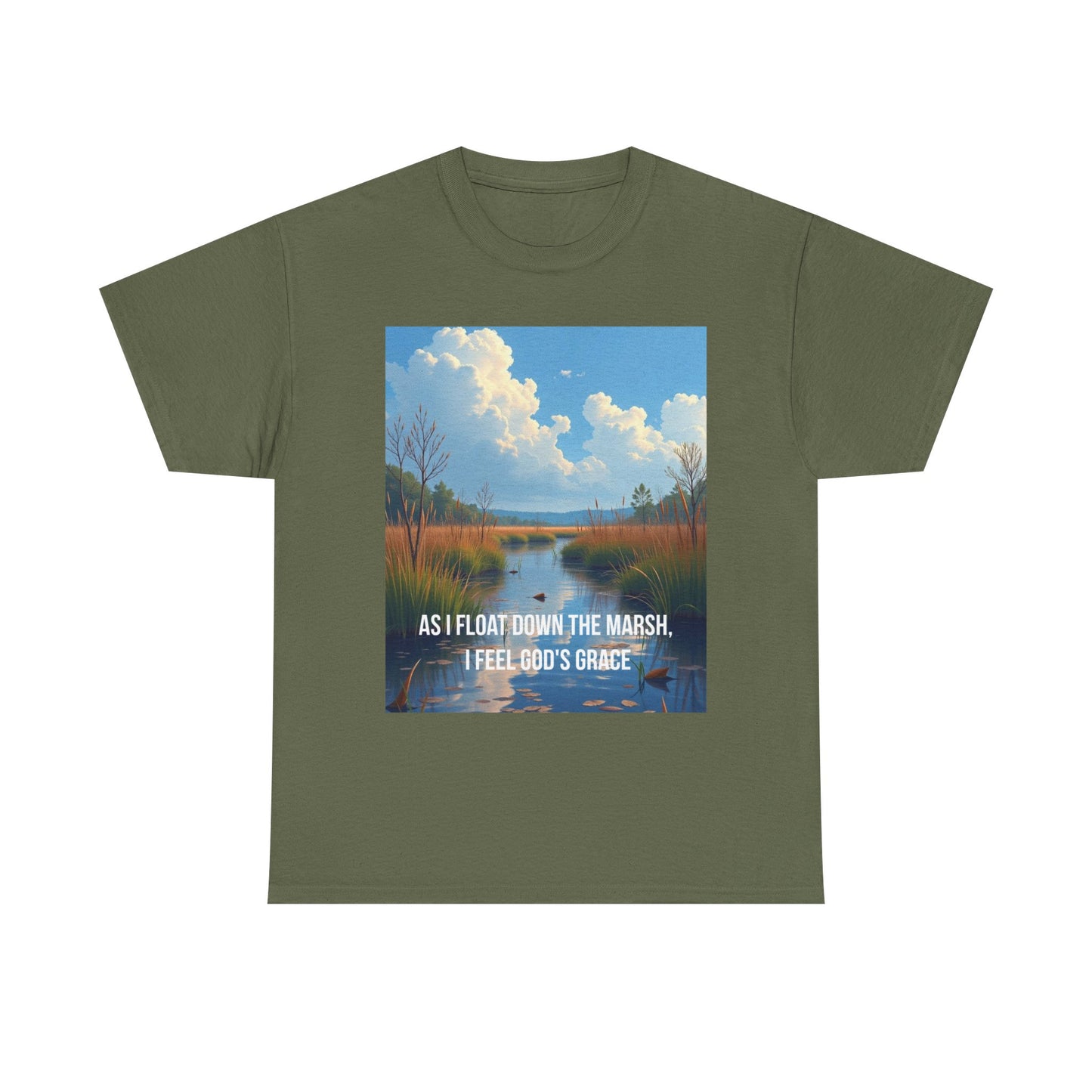Marsh Landscape Tee — "As I Float Down the Marsh, I Feel God’s Grace"