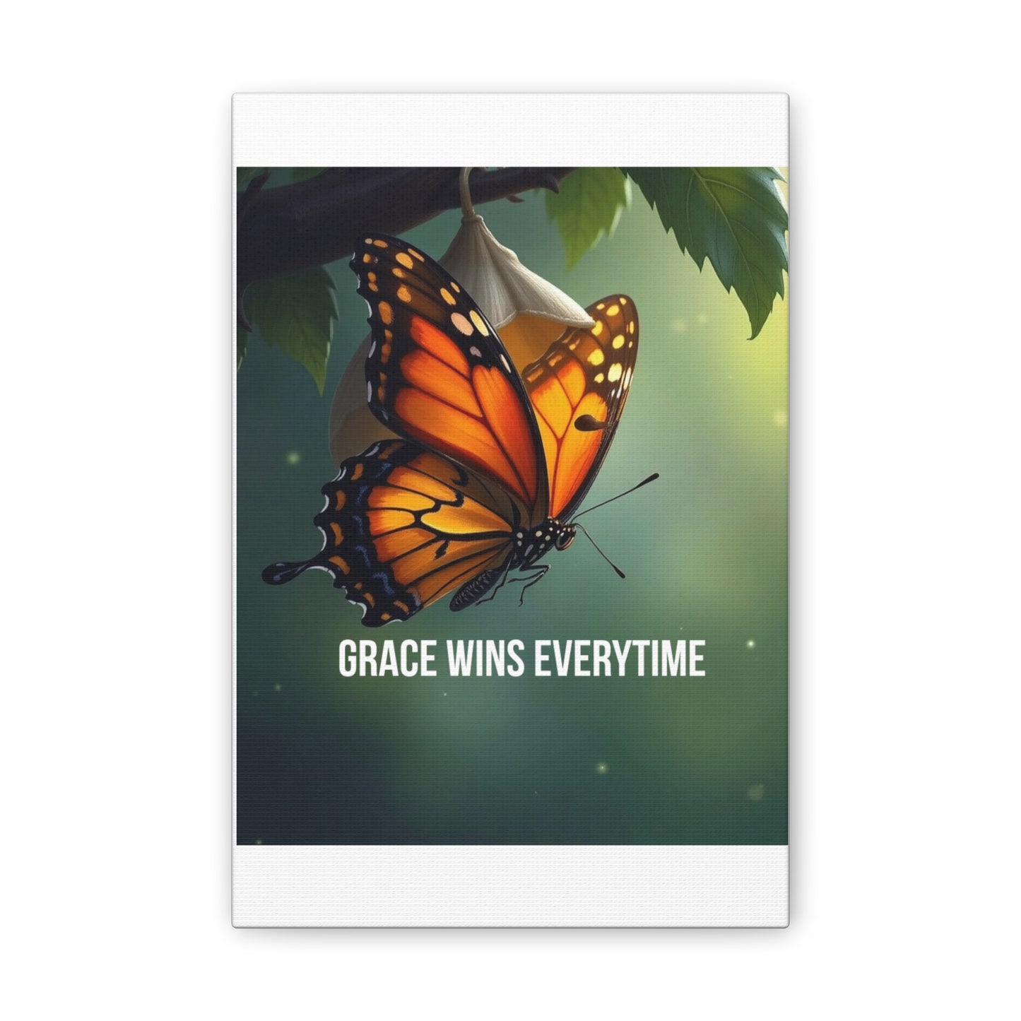 Canvas Print - 'Grace Wins Everytime' Monarch Butterfly Wall Art