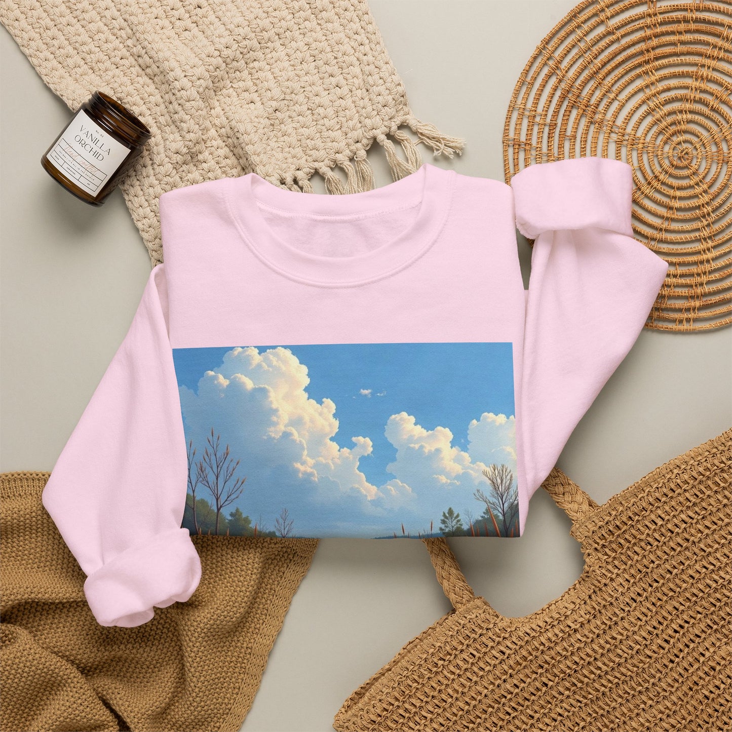 Sweatshirt — Marsh Scene with Lyrics "As I Float Down the Marsh, I Feel God's Grace"