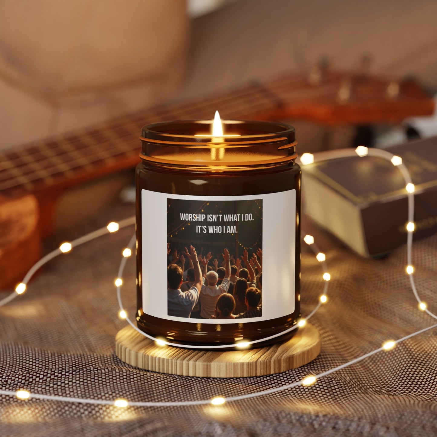 Scented Soy Candle — "Worship Isn’t What I Do, It’s Who I Am" Amber Jar